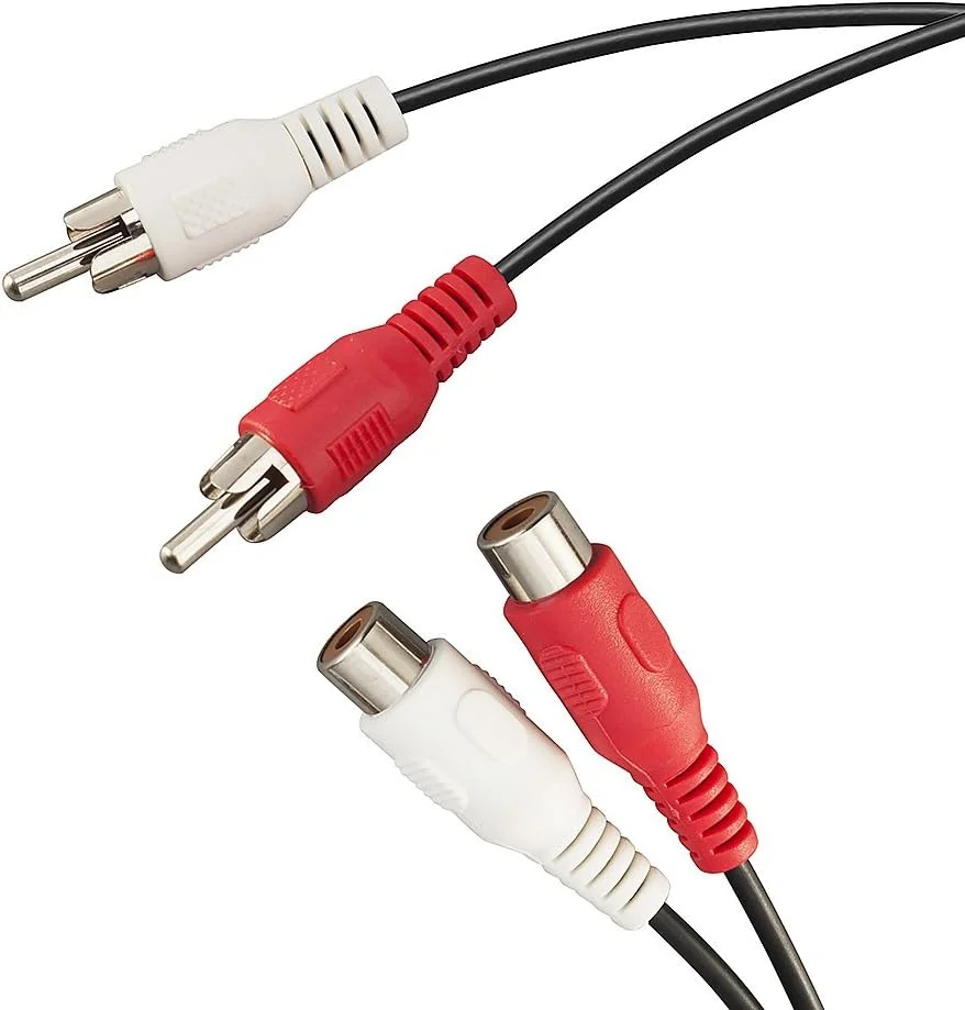 کابل افزایش طول AV شش فوتی TENINYU، کابل صوتی استریو RCA، کابل افزایش طول صوتی 2RCA نر به 2RCA ماده با کانکتورهای قرمز/سفید 6 فوت