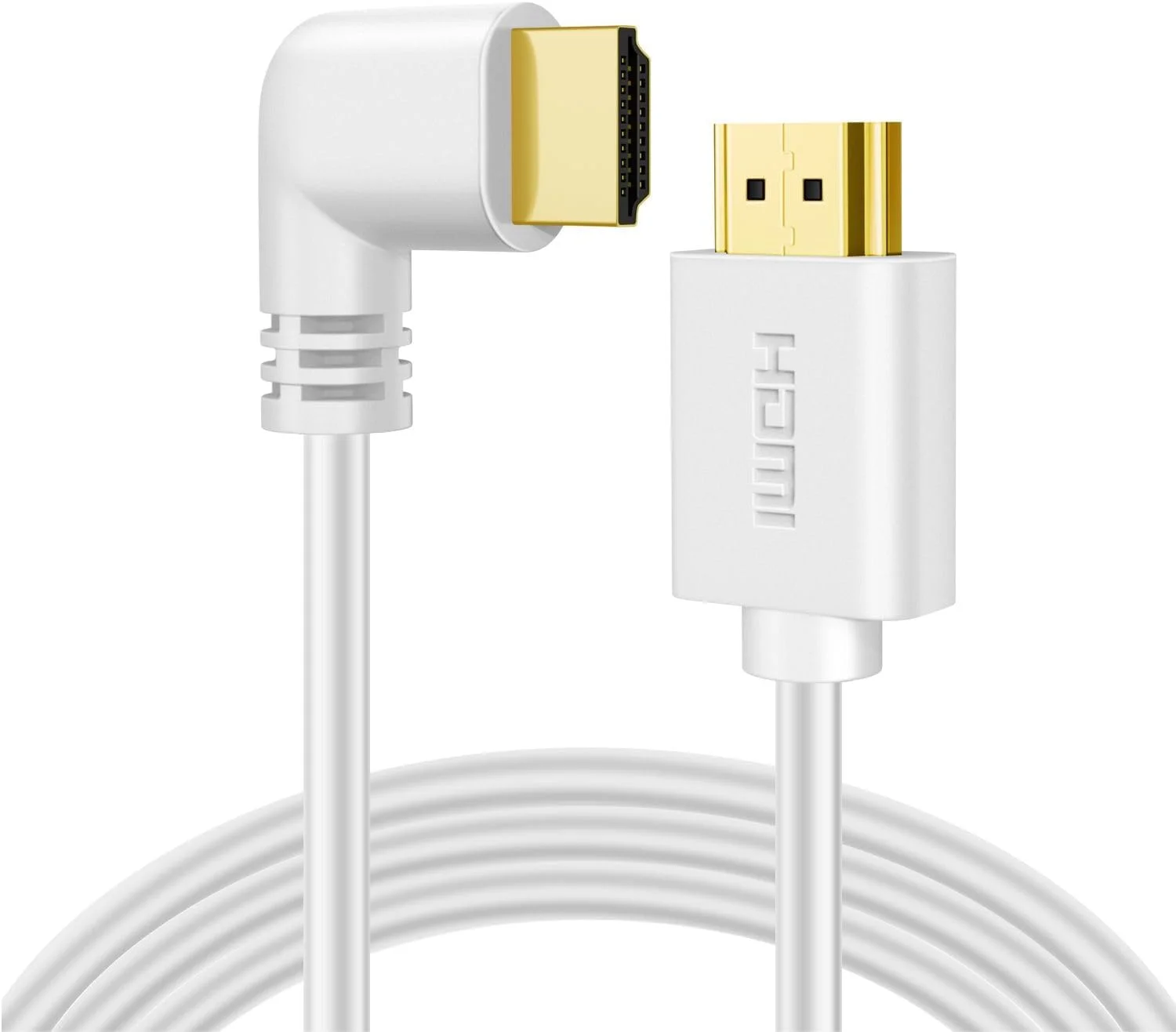 کابل HDMI زاویه دار TNP (1.8 متری) - کابل HDMI 2.0 سفید با سرعت بالا UHD 4K 60 هرتز 2K 2160p Full HD 1080p Quad HD 1440p 3D ARC/eARC اترنت برای Xbox One X/S PS 4 Pro/Slim و Apple TV 4K