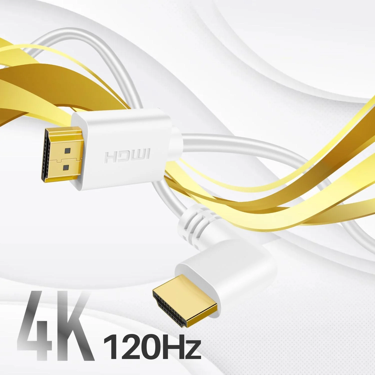 کابل HDMI زاویه دار TNP (1.8 متری) - کابل HDMI 2.0 سفید با سرعت بالا UHD 4K 60 هرتز 2K 2160p Full HD 1080p Quad HD 1440p 3D ARC/eARC اترنت برای Xbox One X/S PS 4 Pro/Slim و Apple TV 4K