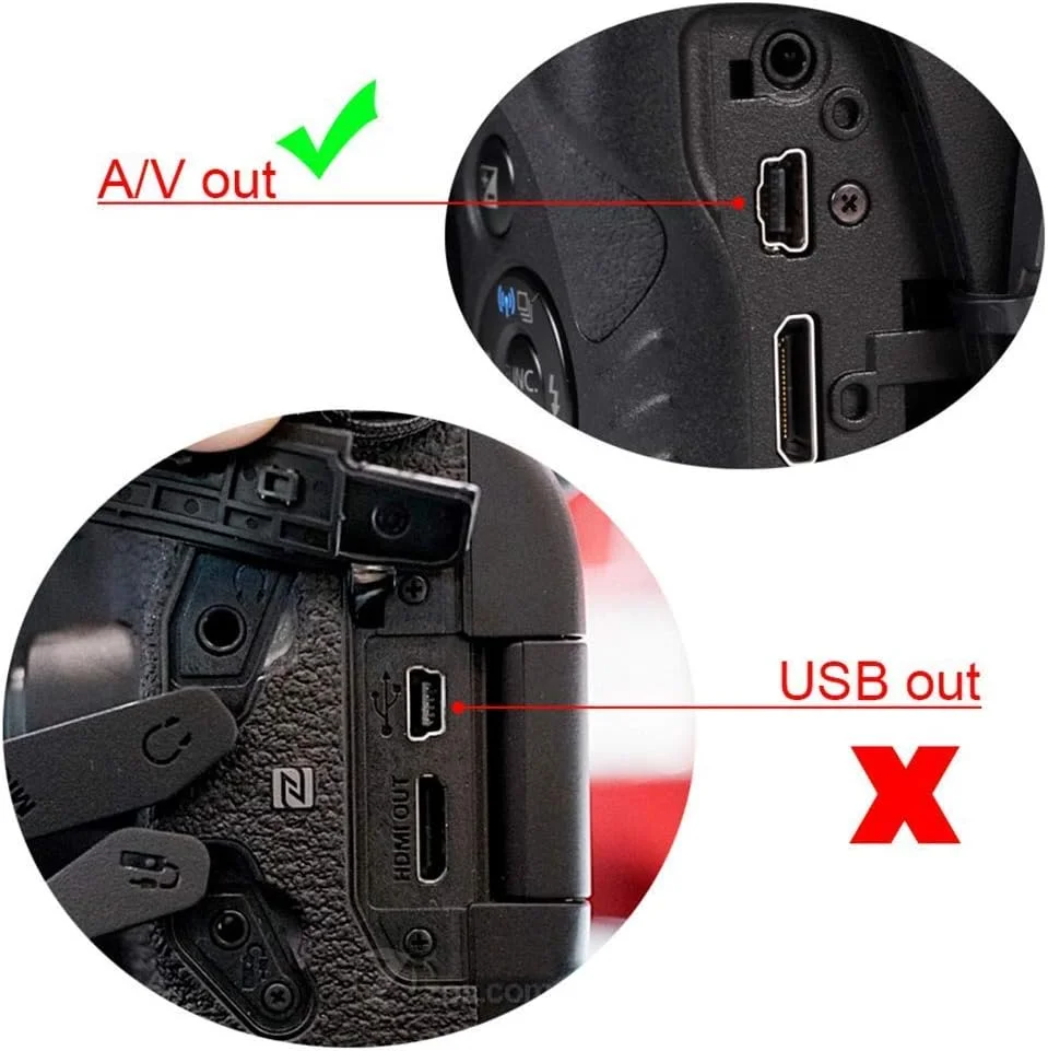کابل مینی USB به 3 RCA AV استریو جایگزین کابل صوتی و تصویری برای AVC-DC400ST EOS 7D, 60D, 60Da,70D,100D,550D, 600D, 650D, 700D & EOS Rebel SL1, T2i, T3i, T4i, دوربین دیجیتال SLR