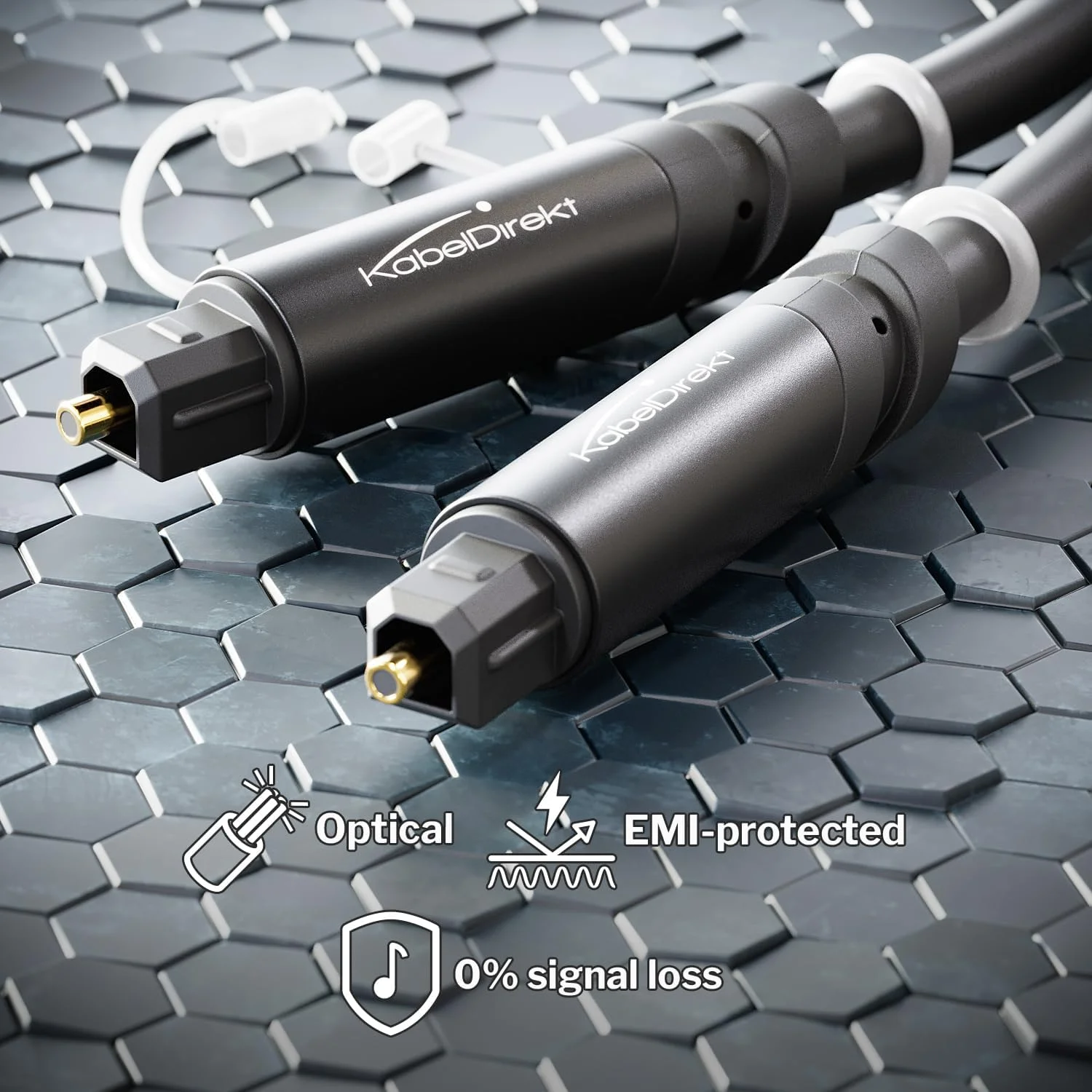 کابل TOSLINK، کابل صوتی اپتیکال - 3 متر - سیم فیبر نوری برای ساندبارها، با درپوش محافظ (دیجیتال S/PDIF، استریو/آمپلی فایر، سینمای خانگی، Xbox One/PS4) - CableDirect