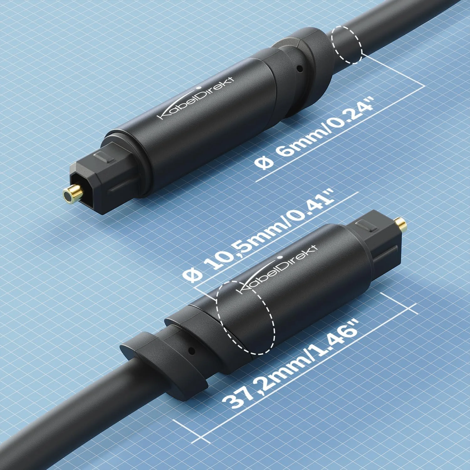 کابل TOSLINK، کابل صوتی اپتیکال - 3 متر - سیم فیبر نوری برای ساندبارها، با درپوش محافظ (دیجیتال S/PDIF، استریو/آمپلی فایر، سینمای خانگی، Xbox One/PS4) - CableDirect