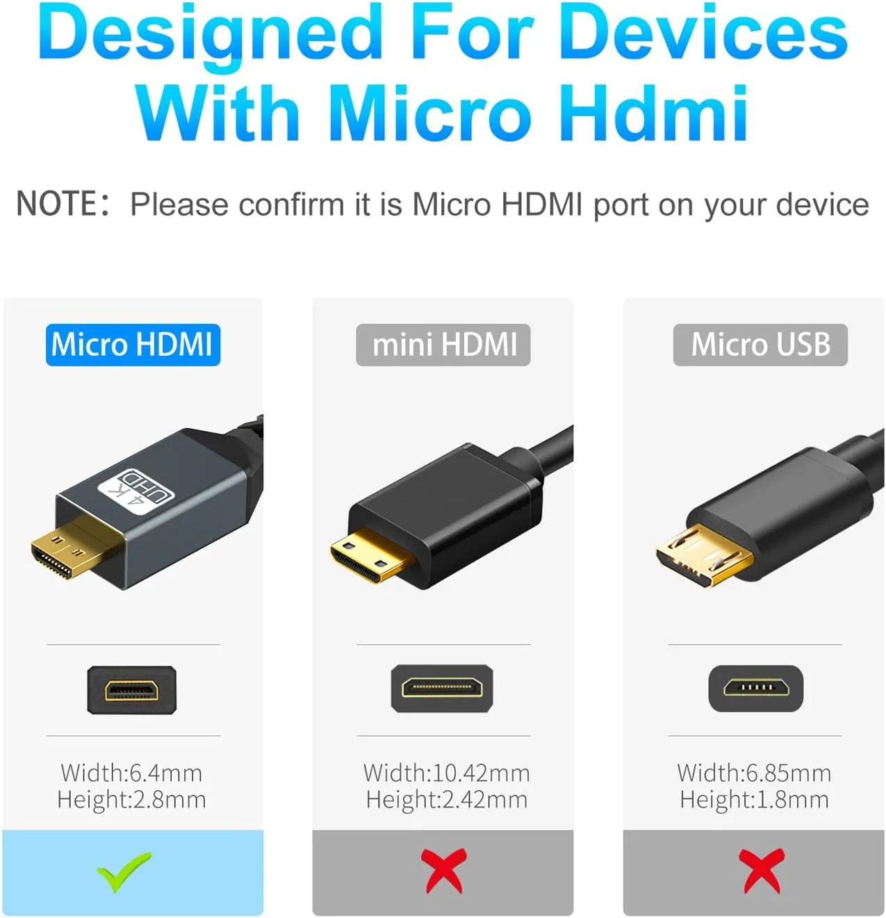 کابل میکرو HDMI به HDMI تووزوه 4K طول 5 متر، کابل بافته شده HDMI 2.0 با سرعت بالا، پشتیبانی از 3D 4K 60Hz 1080p برای GoPro Hero 7، دوربین سونی، Raspberry Pi 4، Nikon B500 کابل میکرو HDMI به HDMI تووزوه 4K طول 5 متر، کابل بافته شده HDMI 2.0 با سرعت بالا، پشتیبانی از 3D 4K 60Hz 1080p برای GoPro Hero 7، دوربین سونی، Raspberry Pi 4، Nikon B500