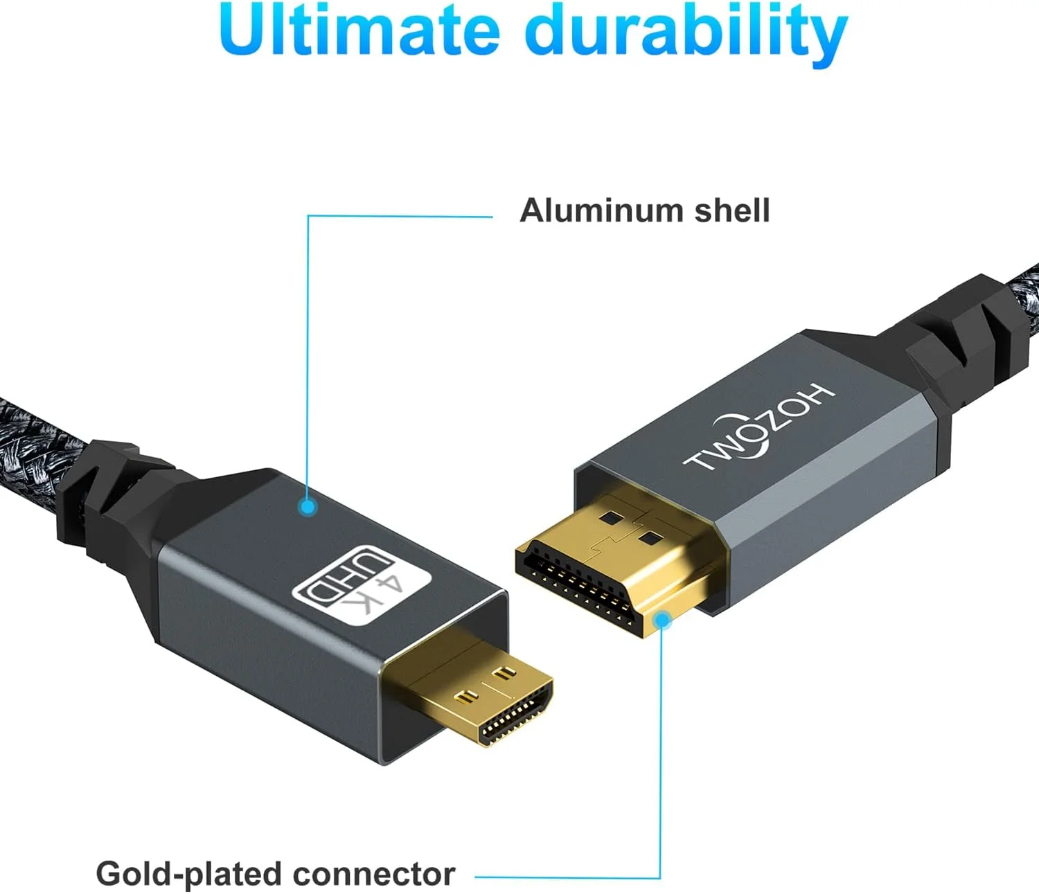 کابل میکرو HDMI به HDMI تووزوه 4K طول 5 متر، کابل بافته شده HDMI 2.0 با سرعت بالا، پشتیبانی از 3D 4K 60Hz 1080p برای GoPro Hero 7، دوربین سونی، Raspberry Pi 4، Nikon B500 کابل میکرو HDMI به HDMI تووزوه 4K طول 5 متر، کابل بافته شده HDMI 2.0 با سرعت بالا، پشتیبانی از 3D 4K 60Hz 1080p برای GoPro Hero 7، دوربین سونی، Raspberry Pi 4، Nikon B500