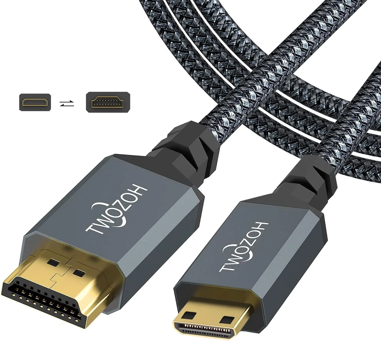 کابل مینی HDMI به HDMI تووزوه 5 متری، 4K 60Hz سرعت بالا HDMI به مینی HDMI 2.0 با روکش بافته شده