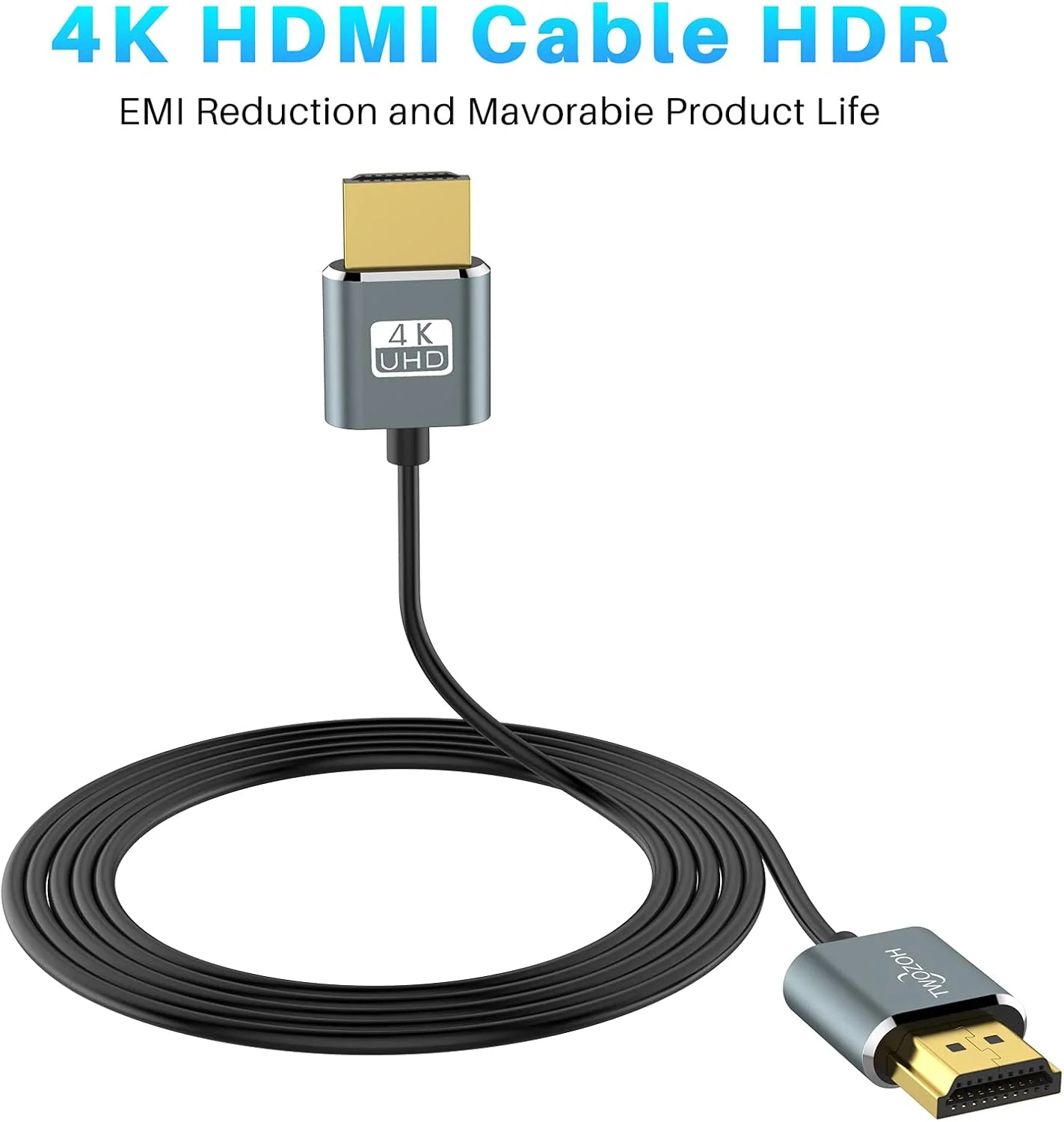 کابل HDMI به HDMI فوق العاده نازک Twozoh طول 2 متر، کابل HDMI 2.0 بسیار باریک، کابل HDMI فوق العاده انعطاف پذیر پشتیبانی از 3D/4K@60Hz, 2160P, 1080P کابل HDMI به HDMI فوق العاده نازک Twozoh طول 2 متر، کابل HDMI 2.0 بسیار باریک، کابل HDMI فوق العاده انعطاف پذیر پشتیبانی از 3D/4K@60Hz, 2160P, 1080P