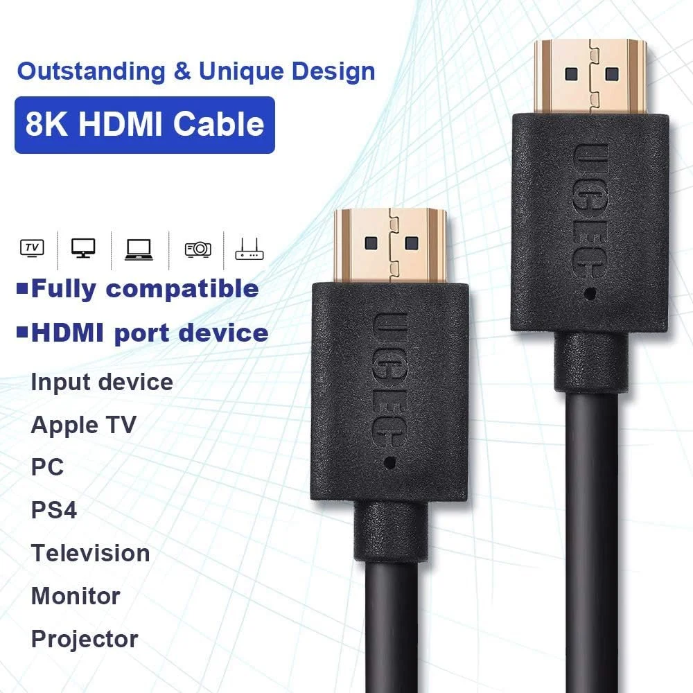 کابل HDMI 8K UCEC، HDMI 2.1 سرعت فوق العاده بالا 120 هرتز HDR 48 گیگابیت بر ثانیه با کانال بازگشت صوتی پیشرفته (eARC) و Dolby Atmos (1.8 متر) کابل HDMI 8K UCEC، HDMI 2.1 سرعت فوق العاده بالا 120 هرتز HDR 48 گیگابیت بر ثانیه با کانال بازگشت صوتی پیشرفته (eARC) و Dolby Atmos (1.8 متر)