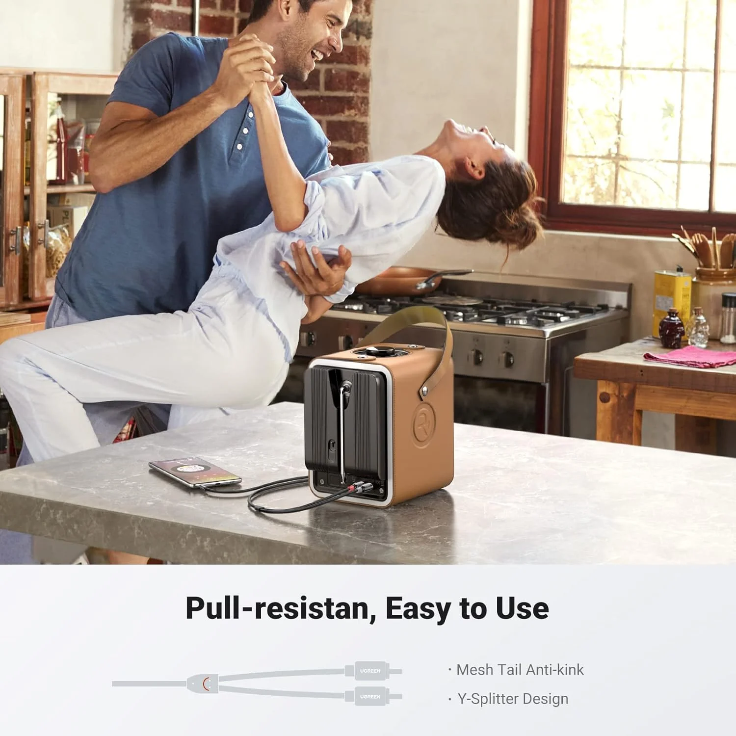 کابل تبدیل استریو UGREEN از 3.5 میلی‌متری به 2RCA، کابل تقسیم کننده AUX RCA Y برای تلفن هوشمند، بلندگوها، تبلت، تلویزیون HD و پخش کننده MP3 (3 متر)