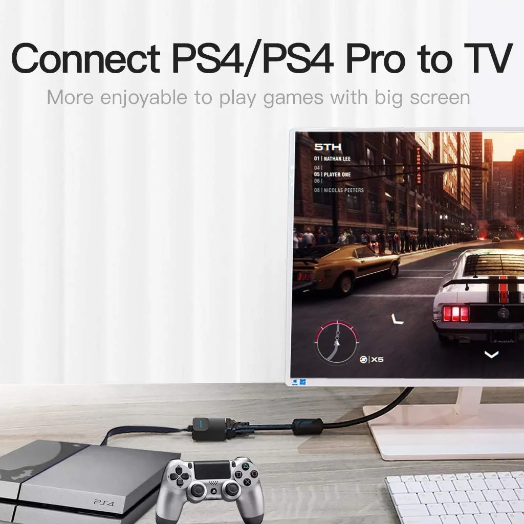 تبدیل HDMI به VGA 1080P ونشن (کامپیوتر، لپ تاپ) به VGA (تلویزیون، نمایشگر، پروژکتور) به همراه پورت صدا و منبع تغذیه