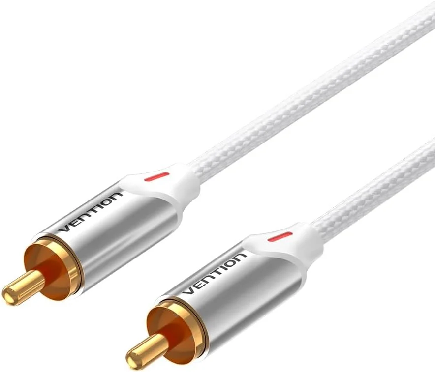 کابل صوتی RCA نر به نر VENTION با روکش بافته شده پنبه ای، 1 متر، کانکتورهای روکش طلا، پوسته آلیاژ آلومینیوم، صدای استریو Hi-Fi، انتقال بدون نویز برای سینمای خانگی، آمپلی فایرها، بلندگوها، گرامافون کابل صوتی RCA نر به نر VENTION با روکش بافته شده پنبه ای، 1 متر، کانکتورهای روکش طلا، پوسته آلیاژ آلومینیوم، صدای استریو Hi-Fi، انتقال بدون نویز برای سینمای خانگی، آمپلی فایرها، بلندگوها، گرامافون
