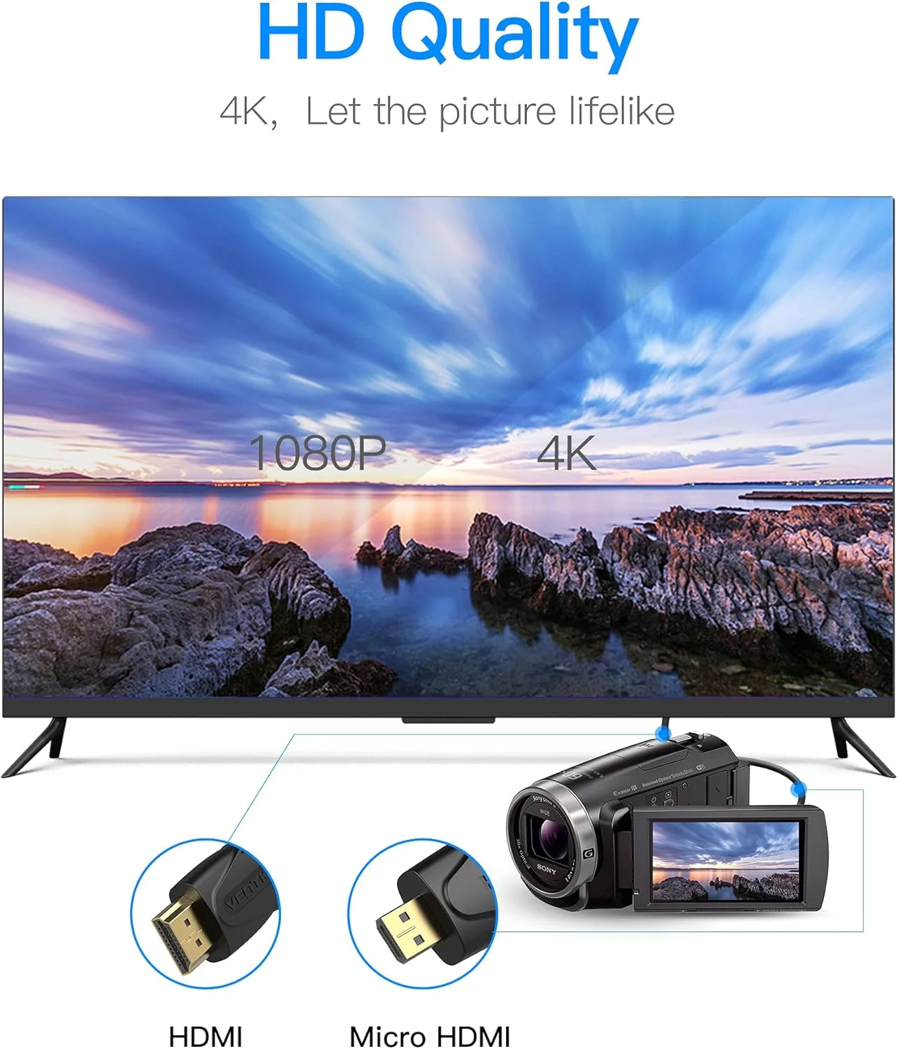 کابل تبدیل Micro HDMI به HDMI ونشن (نر به نر) 1 متری