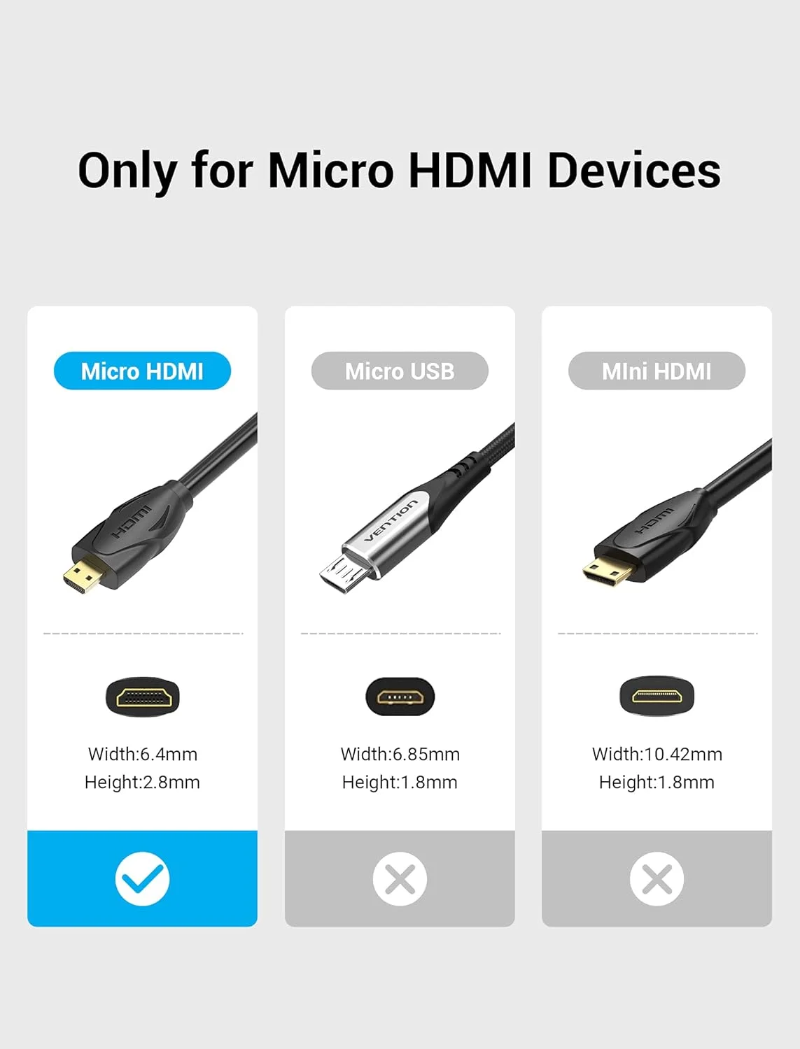 کابل تبدیل Micro HDMI به HDMI ونشن (نر به نر) 1 متری