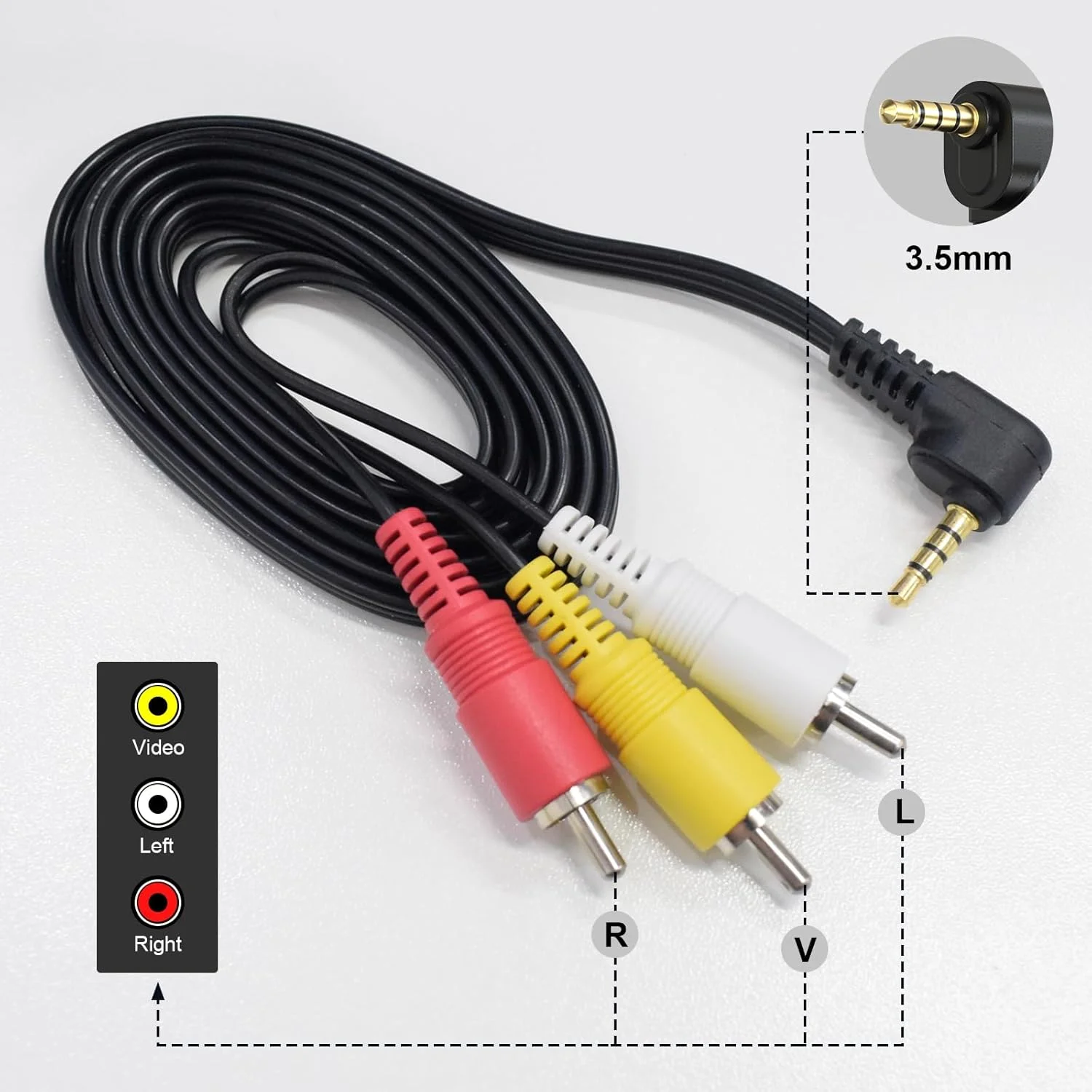 کابل AV مدل VMC-20FR سازگار با دوربین های سونی، کابل صوتی و تصویری 3.5 میلی متری به RCA برای DSC-T500, TX9, WX5, W55, N1, R1, CCD-TRV138, DCR-TRV280, HDR-FX1, VX2100 و غیره - طول 1.2 متر