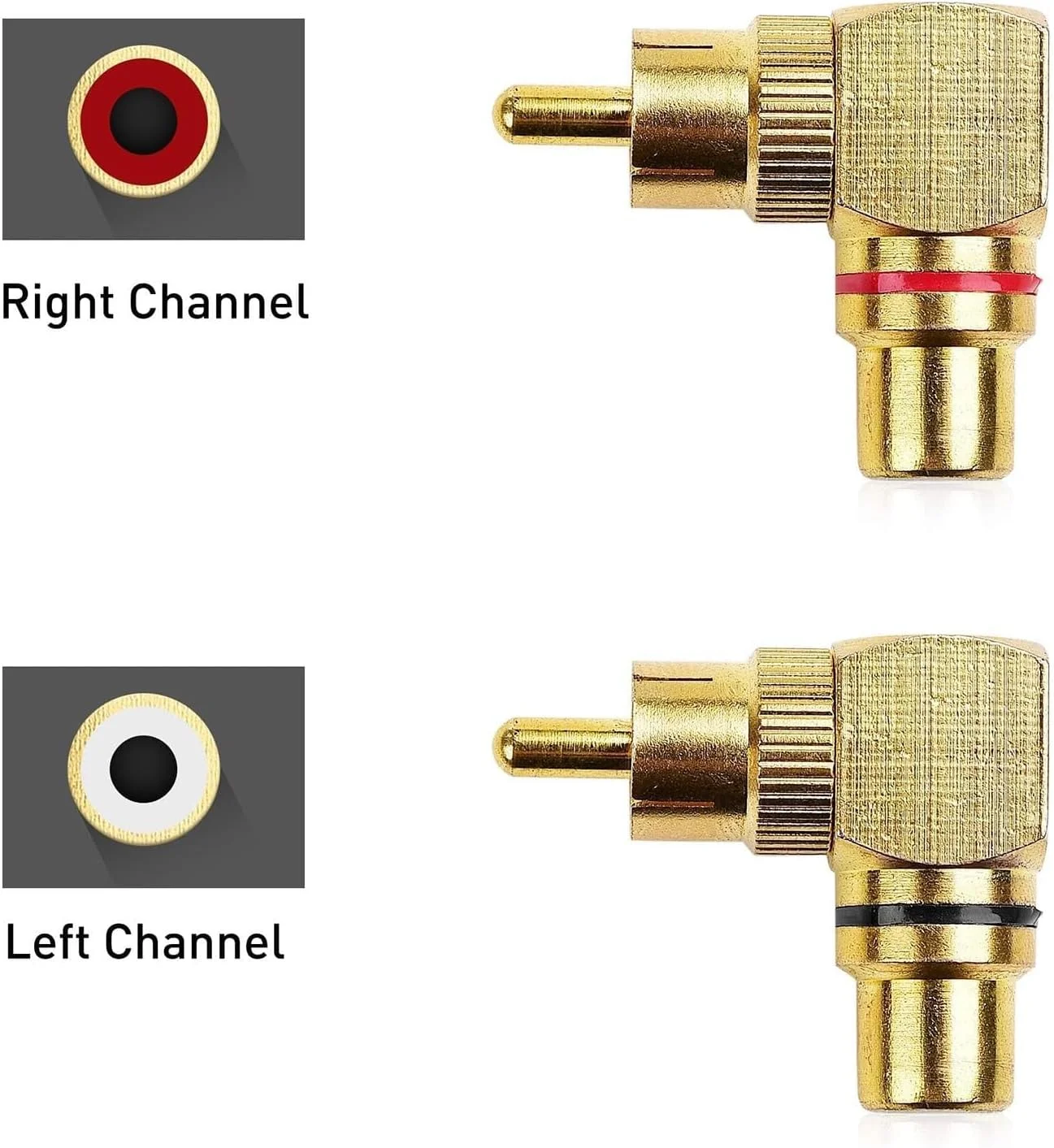 آداپتور RCA زاویه راست 90 درجه، 2 عددی، تبدیل کننده نری به مادگی RCA، آداپتور زاویه دار برای آمپلی فایر HiFi، آداپتور RCA استریو صوتی یا تصویری AV، کابل RCA 90 درجه