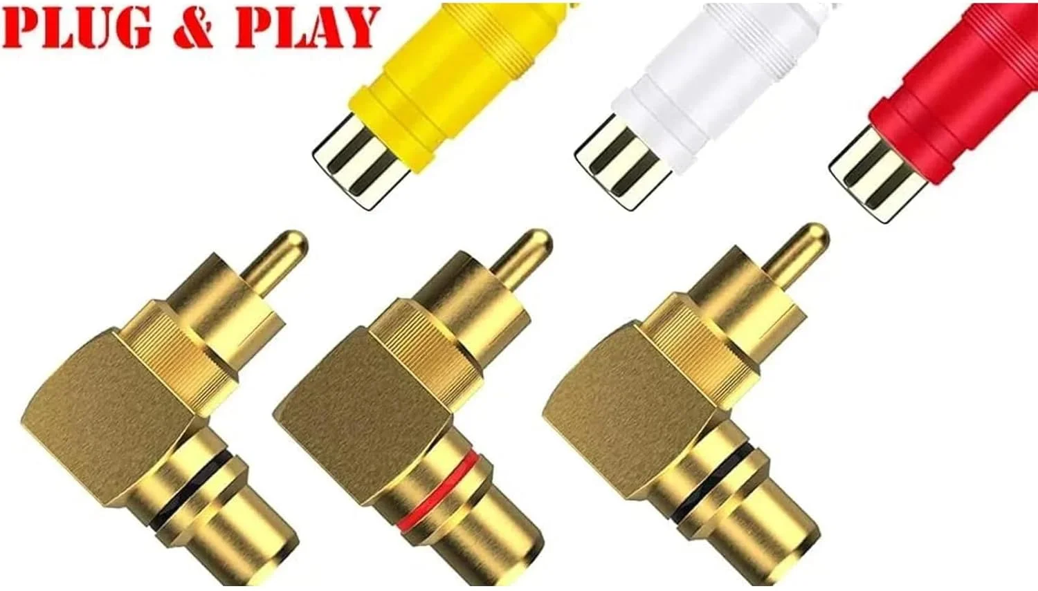 آداپتور RCA زاویه راست 90 درجه، 2 عددی، تبدیل کننده نری به مادگی RCA، آداپتور زاویه دار برای آمپلی فایر HiFi، آداپتور RCA استریو صوتی یا تصویری AV، کابل RCA 90 درجه