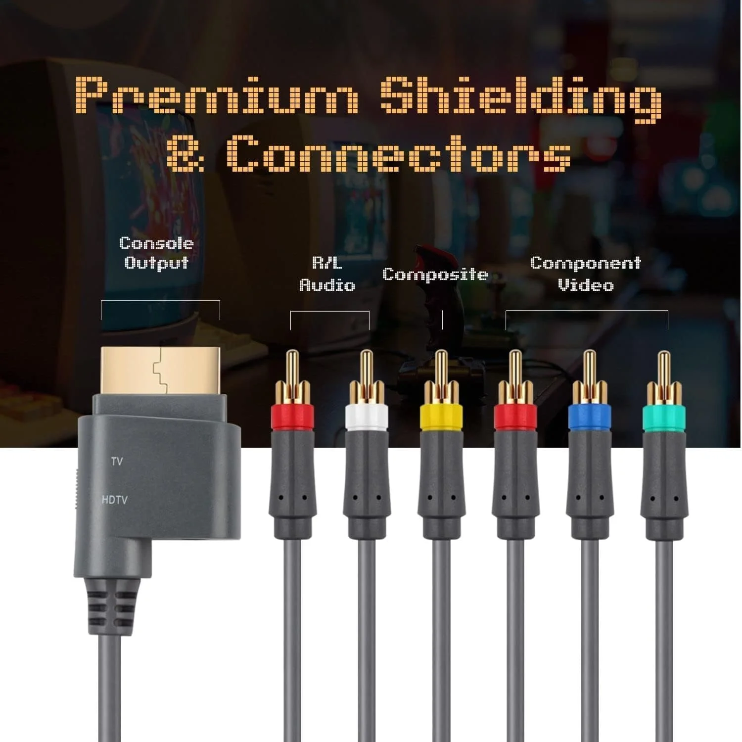 کابل کامپوننت HDTV و RCA استریو AV به طول 1.8 متر سازگار با Microsoft Xbox 360 و Xbox 360 Slim، خروجی ویدیویی YPbPr کیفیت سیگنال را برای بازی، مانیتور HDTV و پروژکتور افزایش می دهد