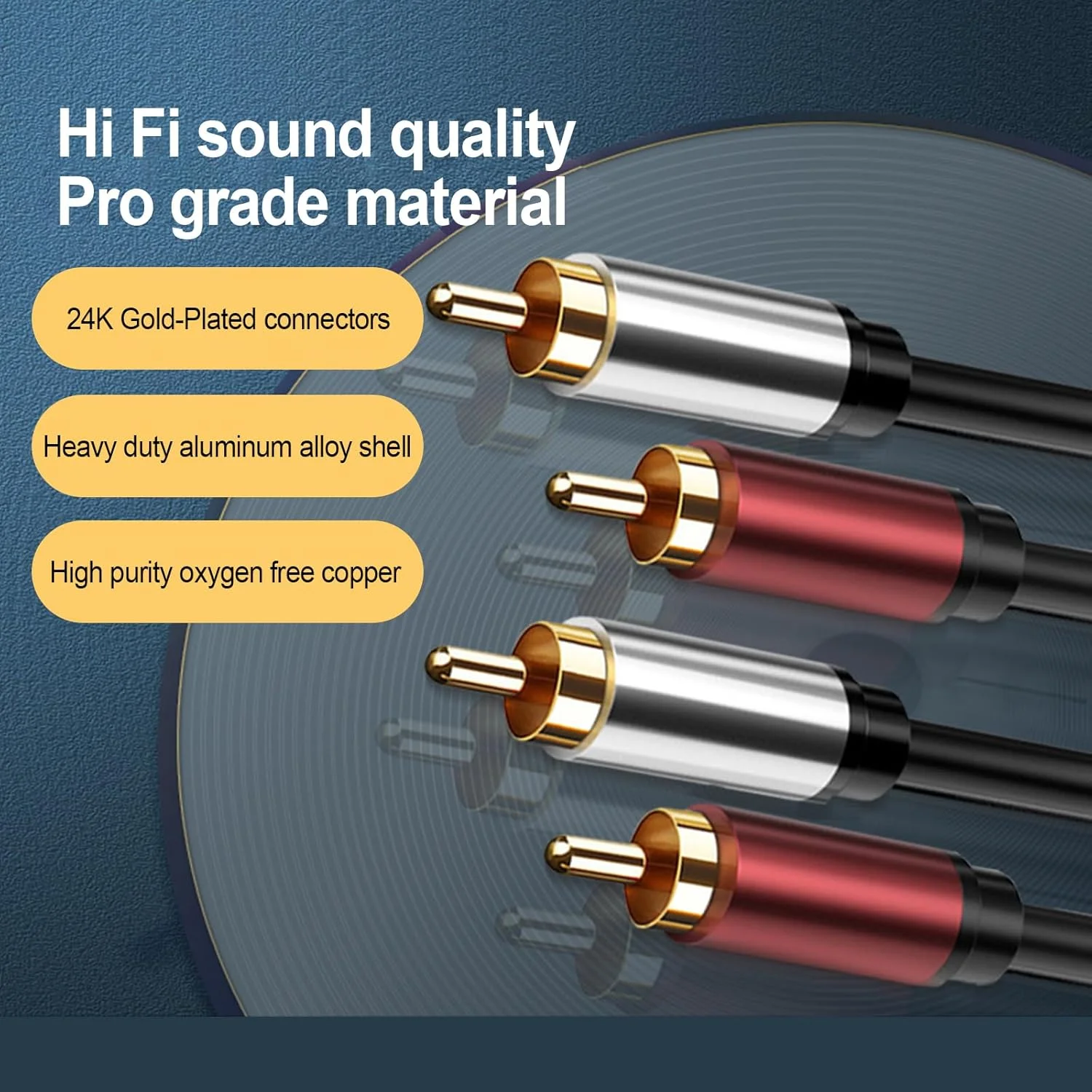 کابل RCA ایکس‌ماکسی، کابل‌های صوتی استریو 2RCA نر به 2RCA نر برای سینمای خانگی، تلویزیون‌های HD، آمپلی‌فایر، سیستم‌های Hi-Fi، بلندگوها (3 متر)