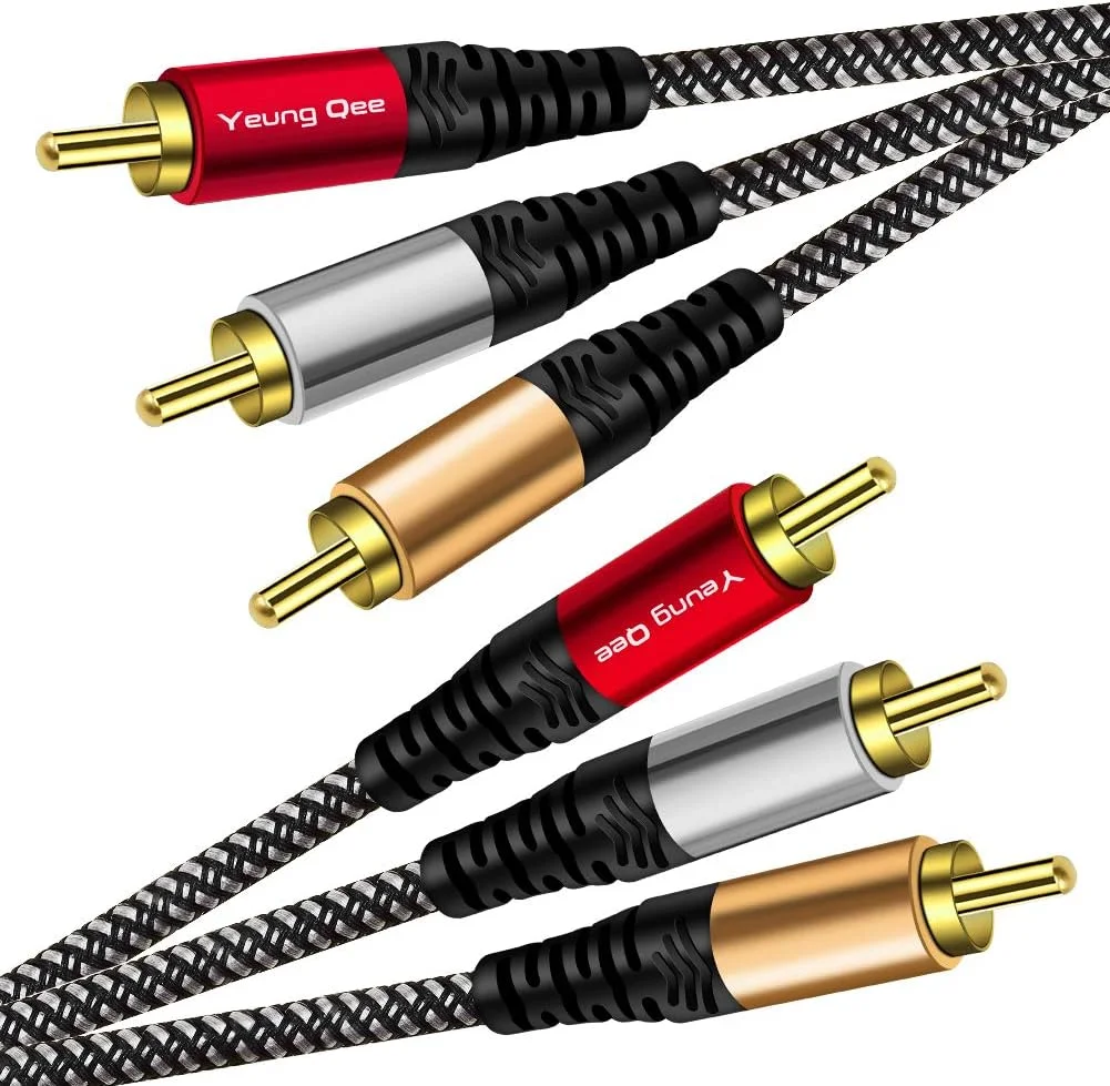 کابل صوتی و تصویری RCA، طول 6 متر، 3RCA نر به 3RCA نر، کابل AV کامپوزیت سازگار با گیرنده دیجیتال، بلندگو، آمپلی فایر، پخش کننده DVD و غیره کابل صوتی و تصویری RCA، طول 6 متر، 3RCA نر به 3RCA نر، کابل AV کامپوزیت سازگار با گیرنده دیجیتال، بلندگو، آمپلی فایر، پخش کننده DVD و غیره