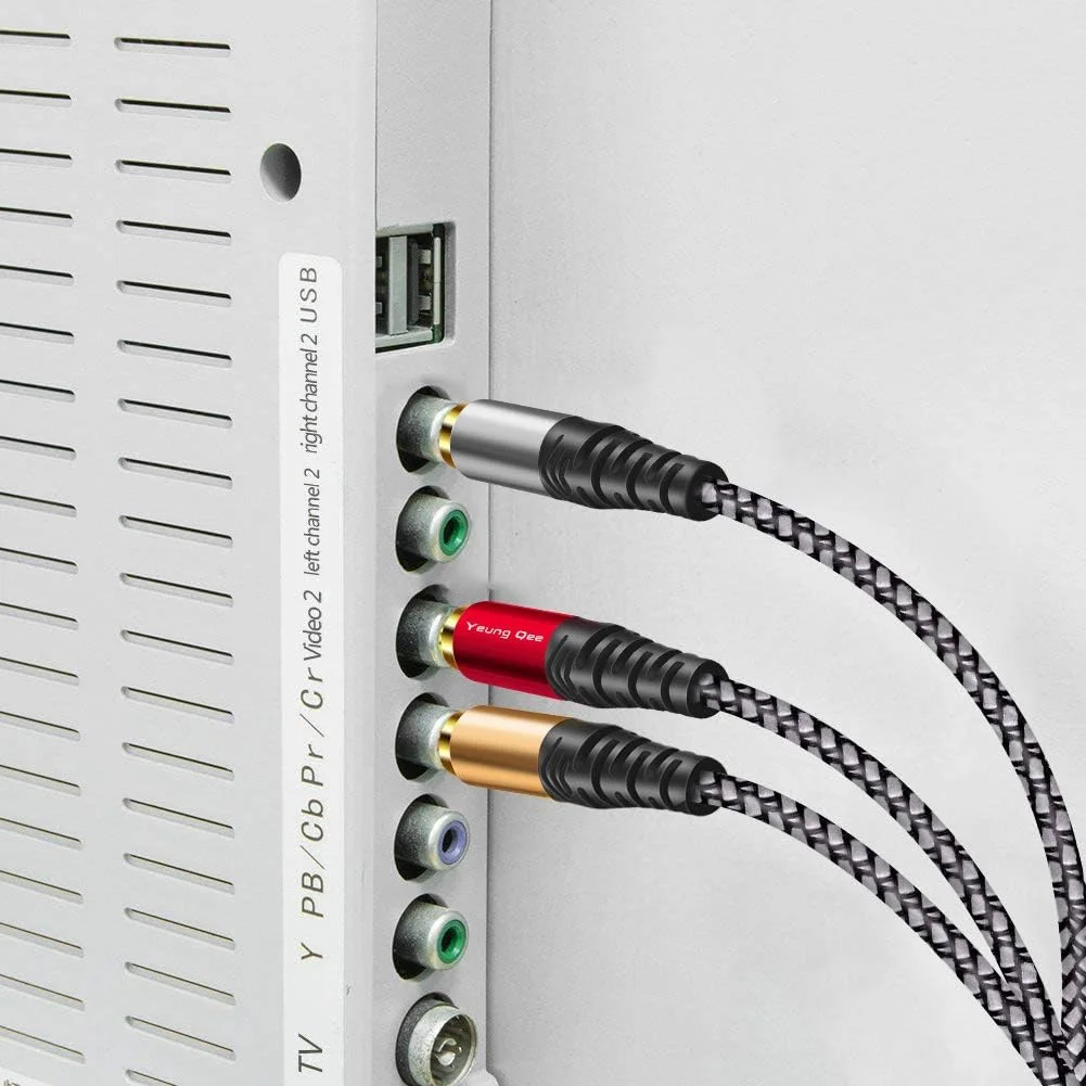 کابل صوتی و تصویری RCA، طول 6 متر، 3RCA نر به 3RCA نر، کابل AV کامپوزیت سازگار با گیرنده دیجیتال، بلندگو، آمپلی فایر، پخش کننده DVD و غیره