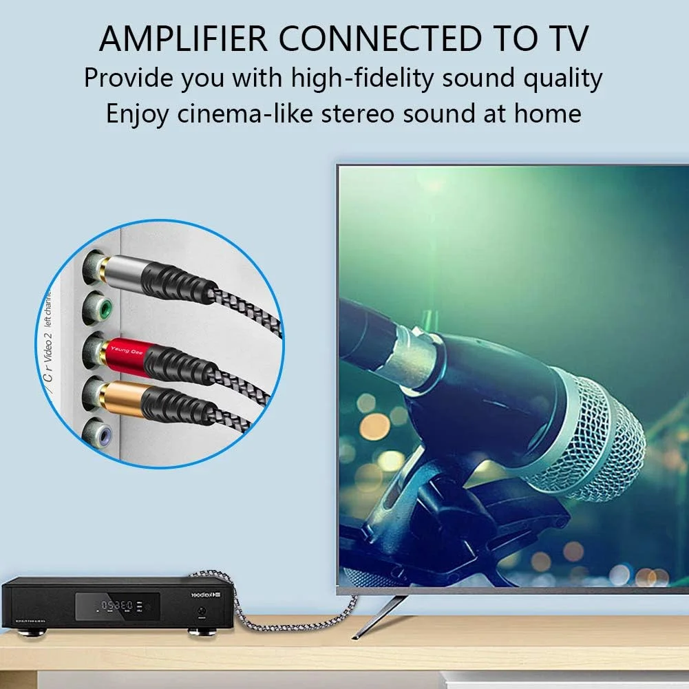 کابل صوتی و تصویری RCA، طول 6 متر، 3RCA نر به 3RCA نر، کابل AV کامپوزیت سازگار با گیرنده دیجیتال، بلندگو، آمپلی فایر، پخش کننده DVD و غیره