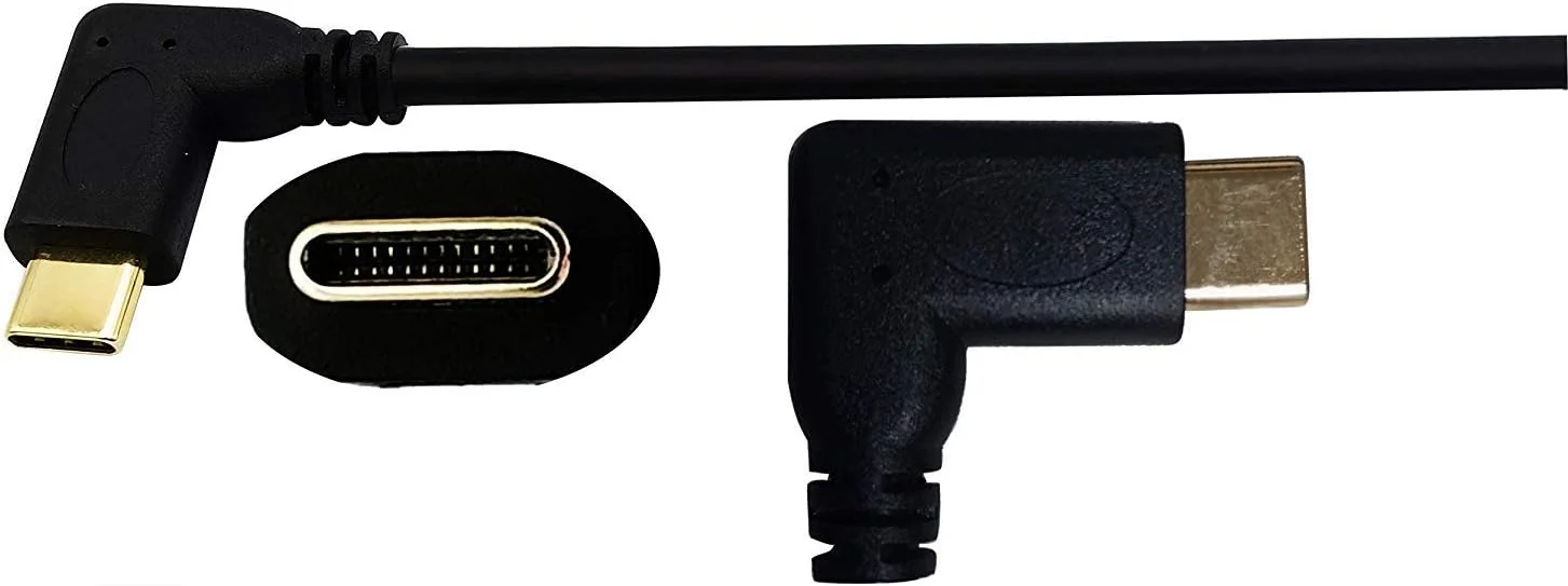 کابل افزایش طول Type c 3.1 با زاویه 90 درجه USB 3.1 Type C نر به نر Gen 2 (10Gbps)، پشتیبانی از انتقال داده، صدا و تصویر (20 سانتی متر، نر به نر)