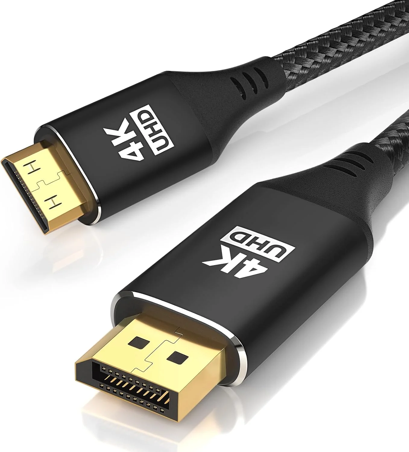 کابل DisplayPort به Mini HDMI با کیفیت 4K طول 1.5 متر، کابل یک طرفه DP به Mini HDMI Male Video UHD 1440P/2K@120Hz,4K@30 با روکش نایلونی مناسب برای Dell، کامپیوتر، AMD، NVIDIA، Lenovo، HP، ThinkPad