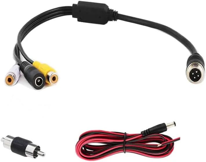 آداپتور هوانوردی 4 پین KNRAGHO، کابل هوانوردی 4 پین به آداپتور RCA DC، کابل صوتی و تصویری و دوربین مداربسته برای سیستم دوربین دنده عقب اتوبوس/کامیون