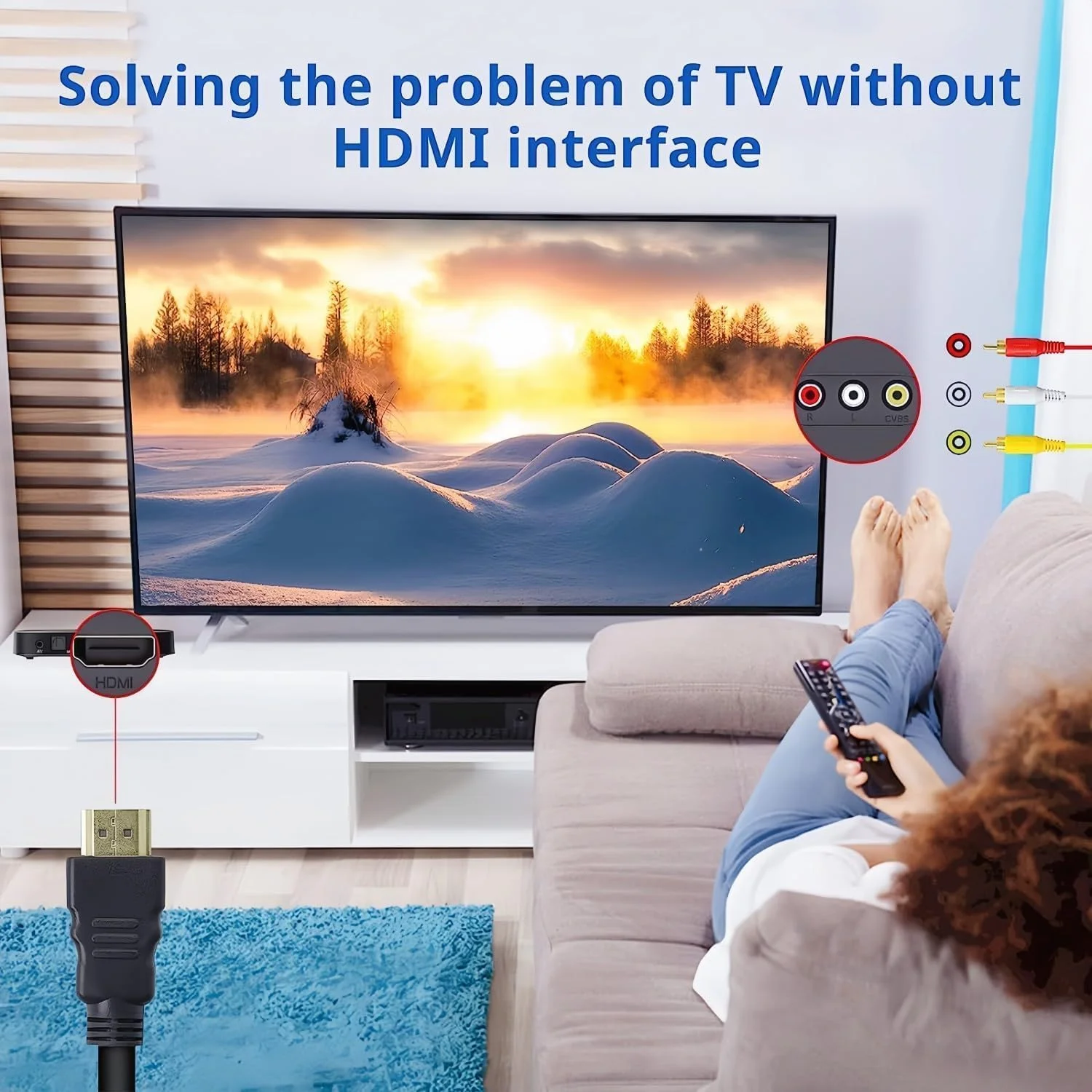 کابل HDMI به RCA خزنا، 1080P طول 1.5 متر، کابل آداپتور تبدیل کننده کامپوننت صوتی و تصویری HDMI نر به 3-RCA یک طرفه برای تلویزیون HDTV DVD