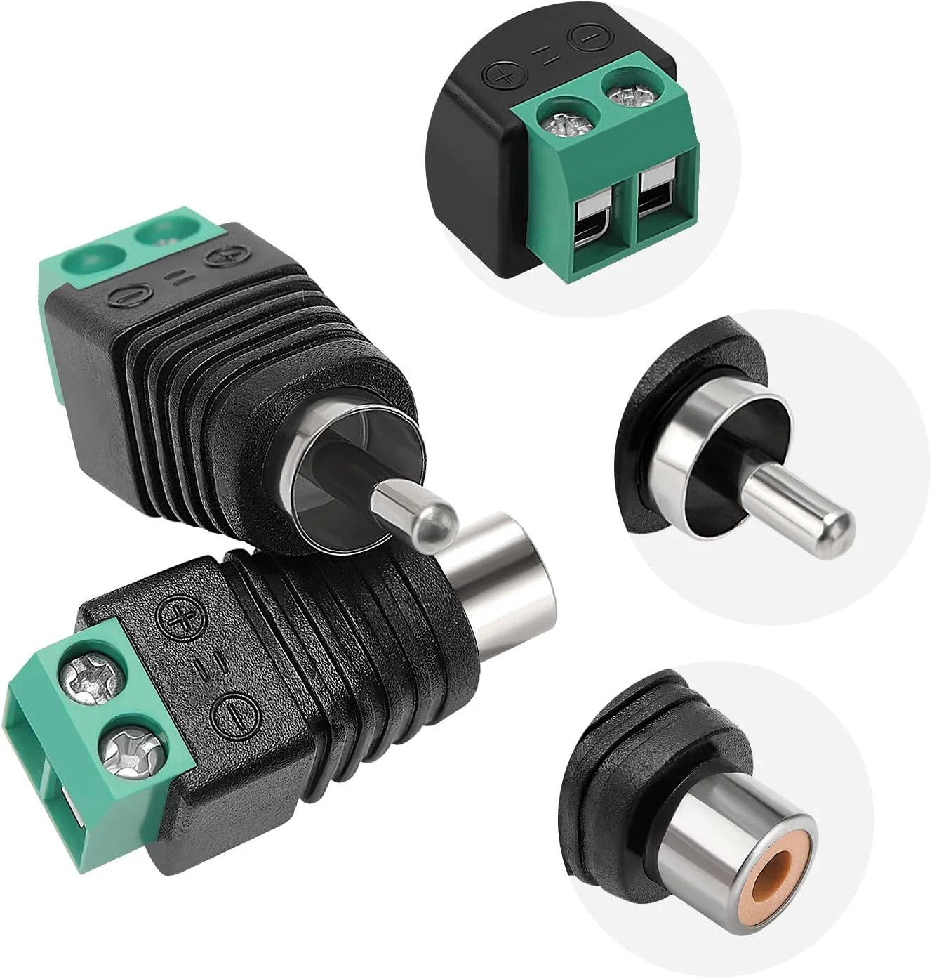 مجموعه 12 جفتی بلوک ترمینال آداپتور RCA، کانکتور کابل بلندگوی صوتی/تصویری ترمینال پیچی RCA نر و مادگی به AV برای دوربین مداربسته مجموعه 12 جفتی بلوک ترمینال آداپتور RCA، کانکتور کابل بلندگوی صوتی/تصویری ترمینال پیچی RCA نر و مادگی به AV برای دوربین مداربسته