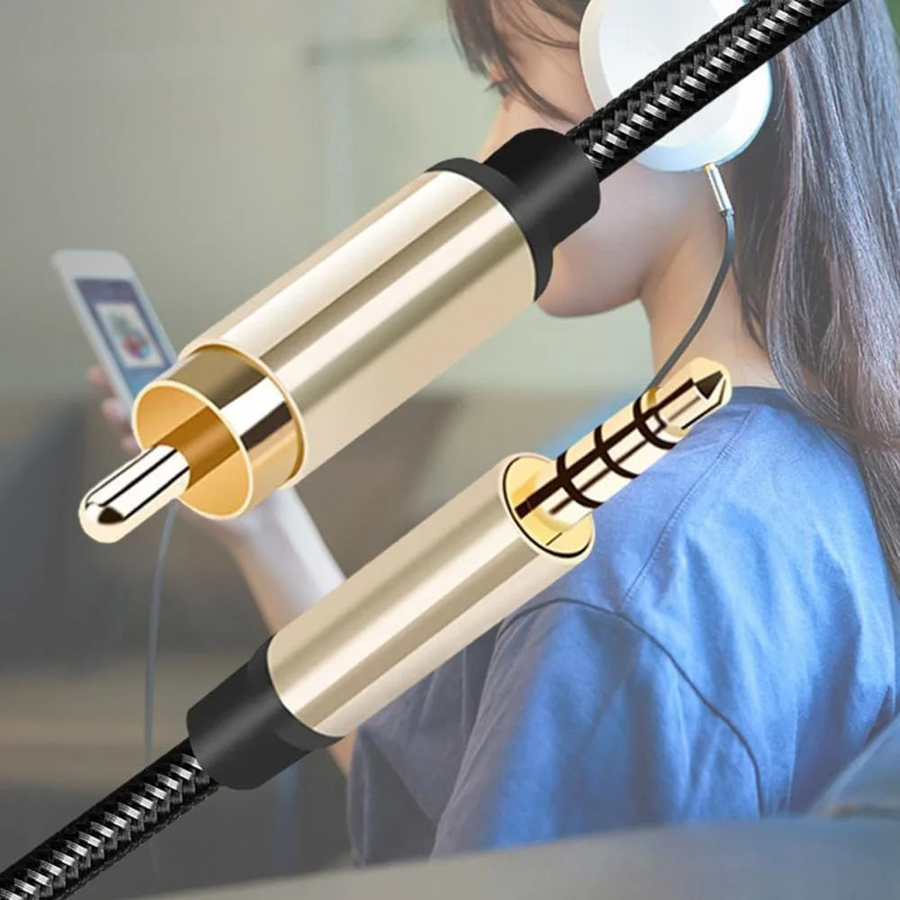 کابل کواکسیال دیجیتال صوتی و تصویری Luochahaishi HDTV استریو Spdif RCA کواکسیال به جک 3.5 میلی متری نر برای گیرنده استریو، بلندگوها، پروژکتور 1.5 متری