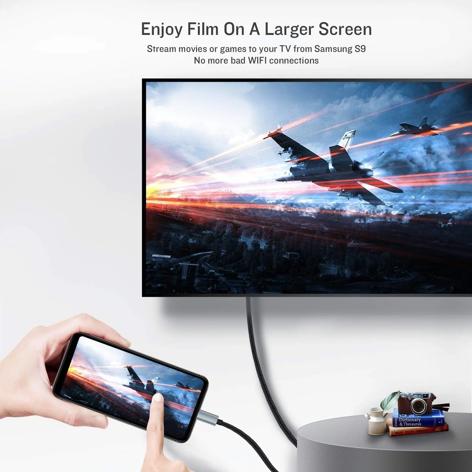 کابل آداپتور USB-C به HDMI لولاون برای آیفون 16 و 15 – 2 متر، 1080P HD، همگام سازی ویدئو و صدا، سازگاری خروجی YouTube به تلویزیون