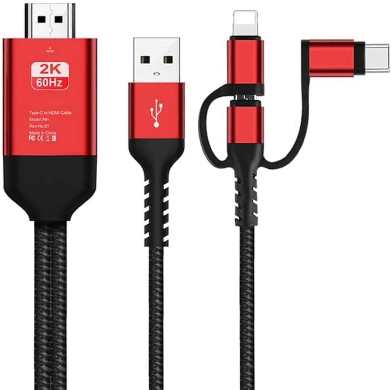 آداپتور MAKINGTEC HDMI، کابل 3 در 1 2 متری Type-C به Hd MHL، کابل صوتی و تصویری Micro USB، کابل اتصال، برای اتصال آیفون و اندروید به تلویزیون/پروژکتور HDTV