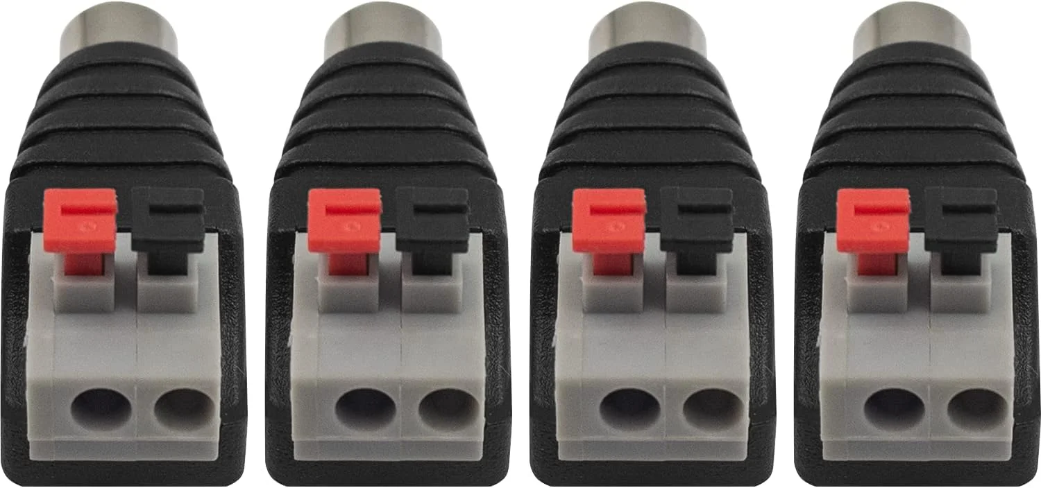 آداپتور بلندگو فیش مادگی RCA به ترمینال پیچی AV 2 برای دوربین مداربسته (4 عددی) (RCA مادگی)