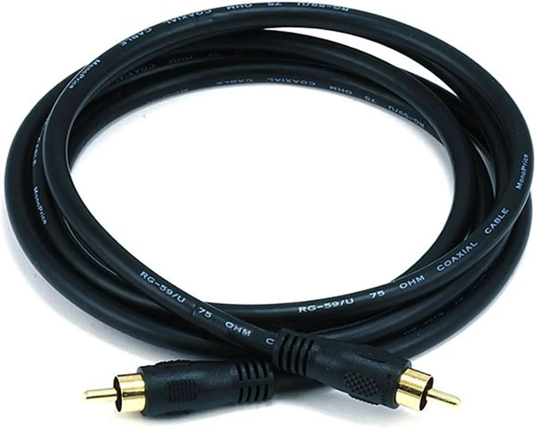 کابل کواکسیال صوتی/تصویری RCA مونوپرایس 100619 به طول 1.8 متر، کابل RG59U با امپدانس 75 اهم برای ساب ووفر کواکسیال دیجیتال S/PDIF و ویدیوی کامپوزیت کابل کواکسیال صوتی/تصویری RCA مونوپرایس 100619 به طول 1.8 متر، کابل RG59U با امپدانس 75 اهم برای ساب ووفر کواکسیال دیجیتال S/PDIF و ویدیوی کامپوزیت