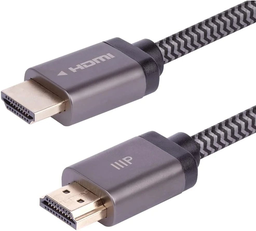 کابل HDMI با سرعت فوق العاده بالا Monoprice 8K - بافته شده - HDMI 2.1، 8K@60Hz، 4K@120Hz، 48Gbps، HDR، VRR، دارای رتبه CL2 In-Wall، 4.5 متر، مشکی (1 عدد)