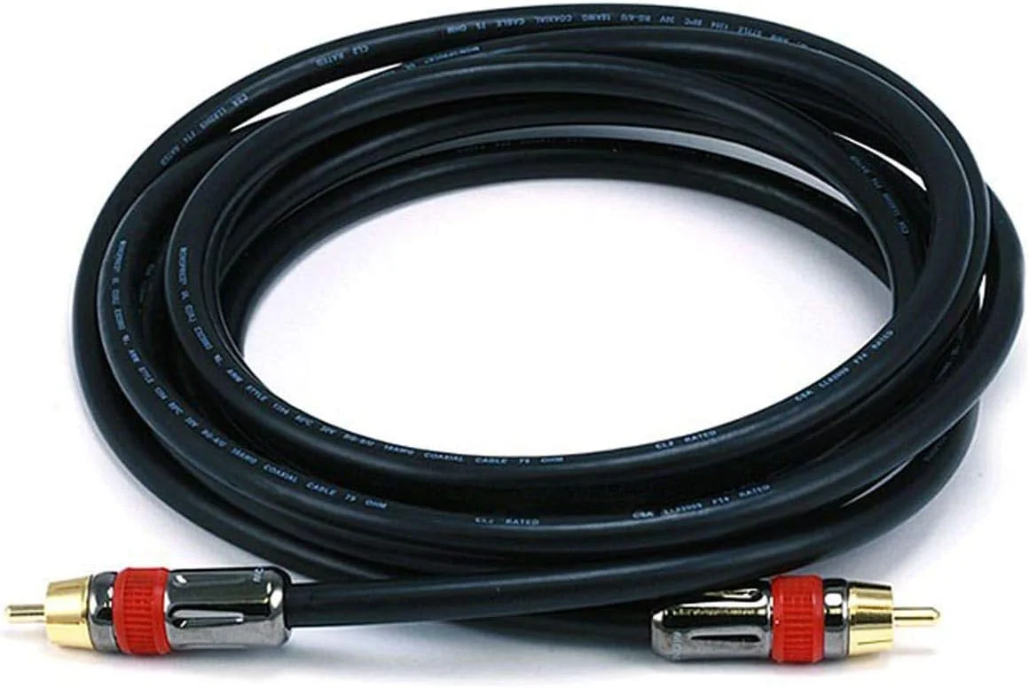 کابل کواکسیال صوتی/تصویری 3 متری Monoprice با روکش CL2 - RG6/U 75 اهم (برای S/PDIF، کواکسیال دیجیتال، ساب ووفر و کامپوزیت)