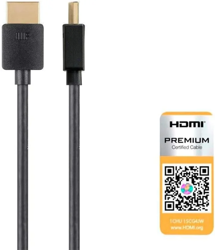 کابل HDMI پرسرعت Monoprice - طول 60 سانتی متر - مشکی | دارای گواهینامه ممتاز، 4K@60Hz، HDR، 18Gbps، 36AWG، YUV، 4:4:4 - سری فوق العاده باریک (124183)