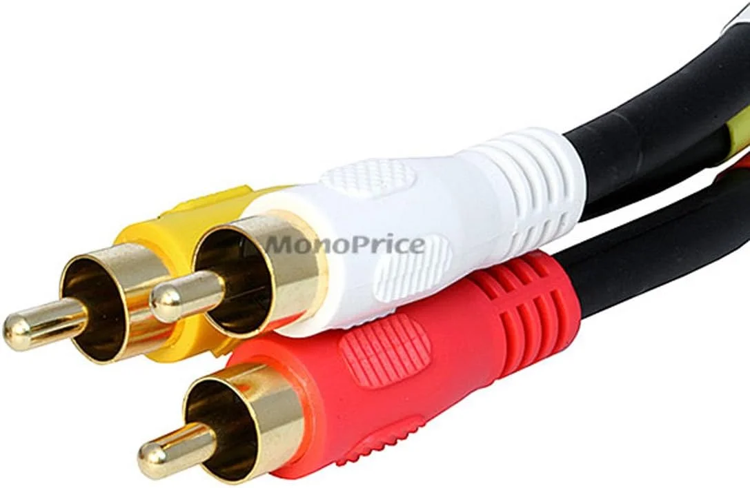 کابل ویدیویی مونوپرایس - 45 سانتی متر - مشکی | کابل کامپوزیت دوبله استریو سه گانه RCA با روکش طلا کابل ویدیویی مونوپرایس - 45 سانتی متر - مشکی | کابل کامپوزیت دوبله استریو سه گانه RCA با روکش طلا