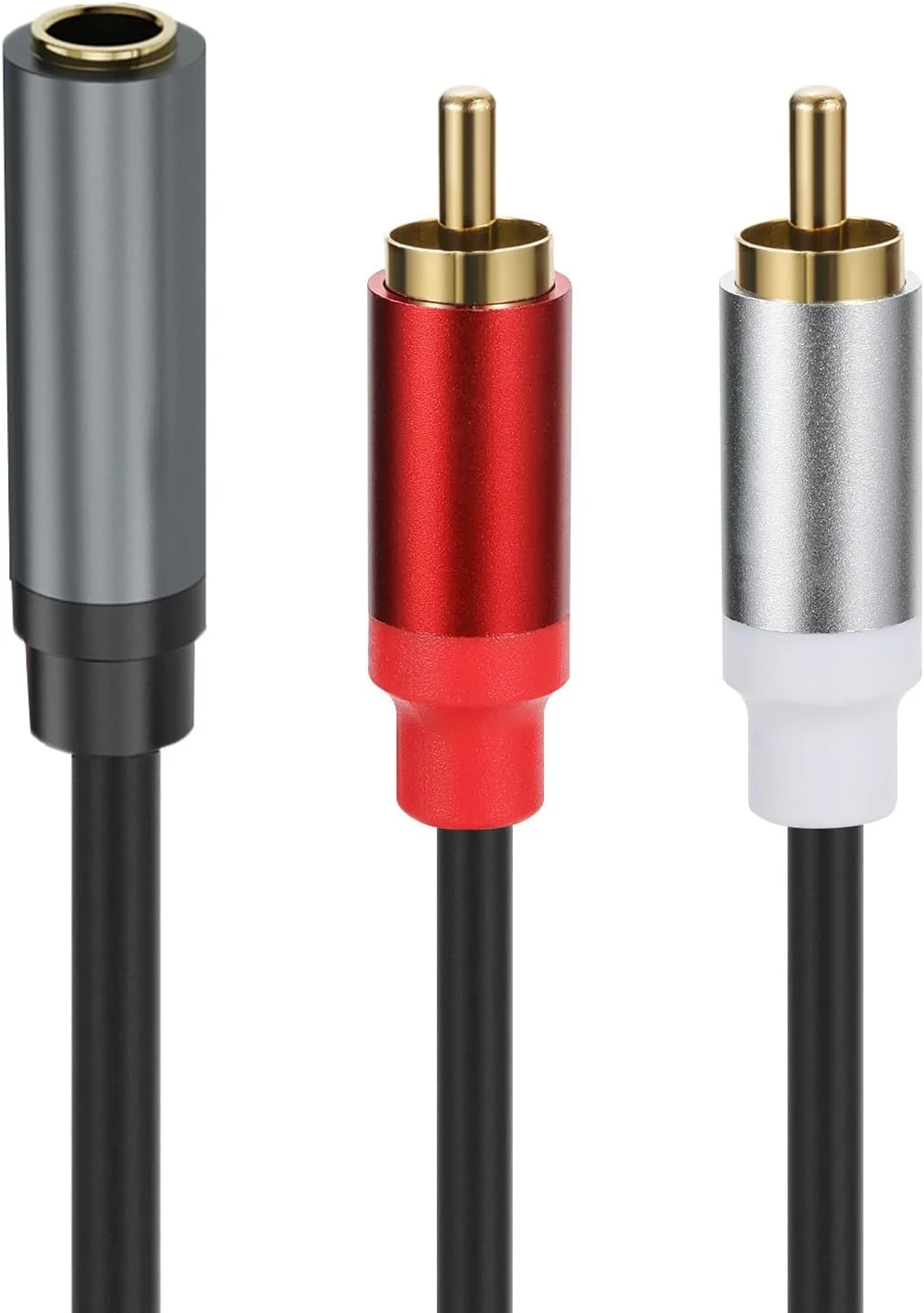 کابل صوتی MOTONG AUX 3.5mm به 2 RCA، کابل سیم جداکننده Y با روکش طلایی 2RCA نر به 3.5mm 1/8 مادگی برای تلویزیون، تلفن هوشمند، تبلت، بلندگو، 0.3 متر (مادگی به نر)
