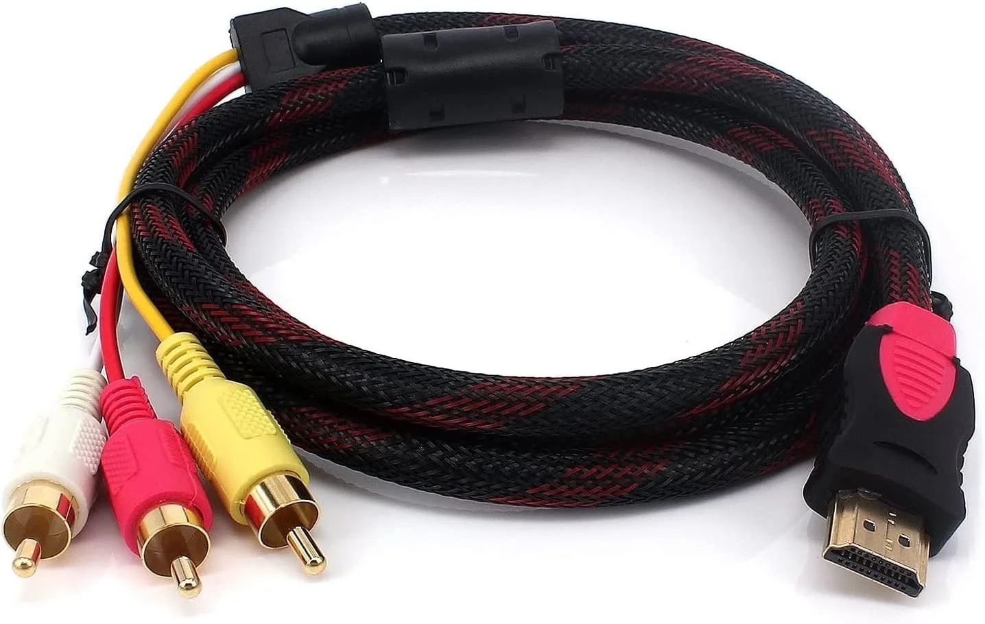 کابل تبدیل HDMI به RCA ان تک، با روکش الیاف نایلونی، کابل آداپتور مبدل کامپوننت AV صوتی و تصویری 3RCA نر به نر (1.5 متر) کابل تبدیل HDMI به RCA ان تک، با روکش الیاف نایلونی، کابل آداپتور مبدل کامپوننت AV صوتی و تصویری 3RCA نر به نر (1.5 متر)