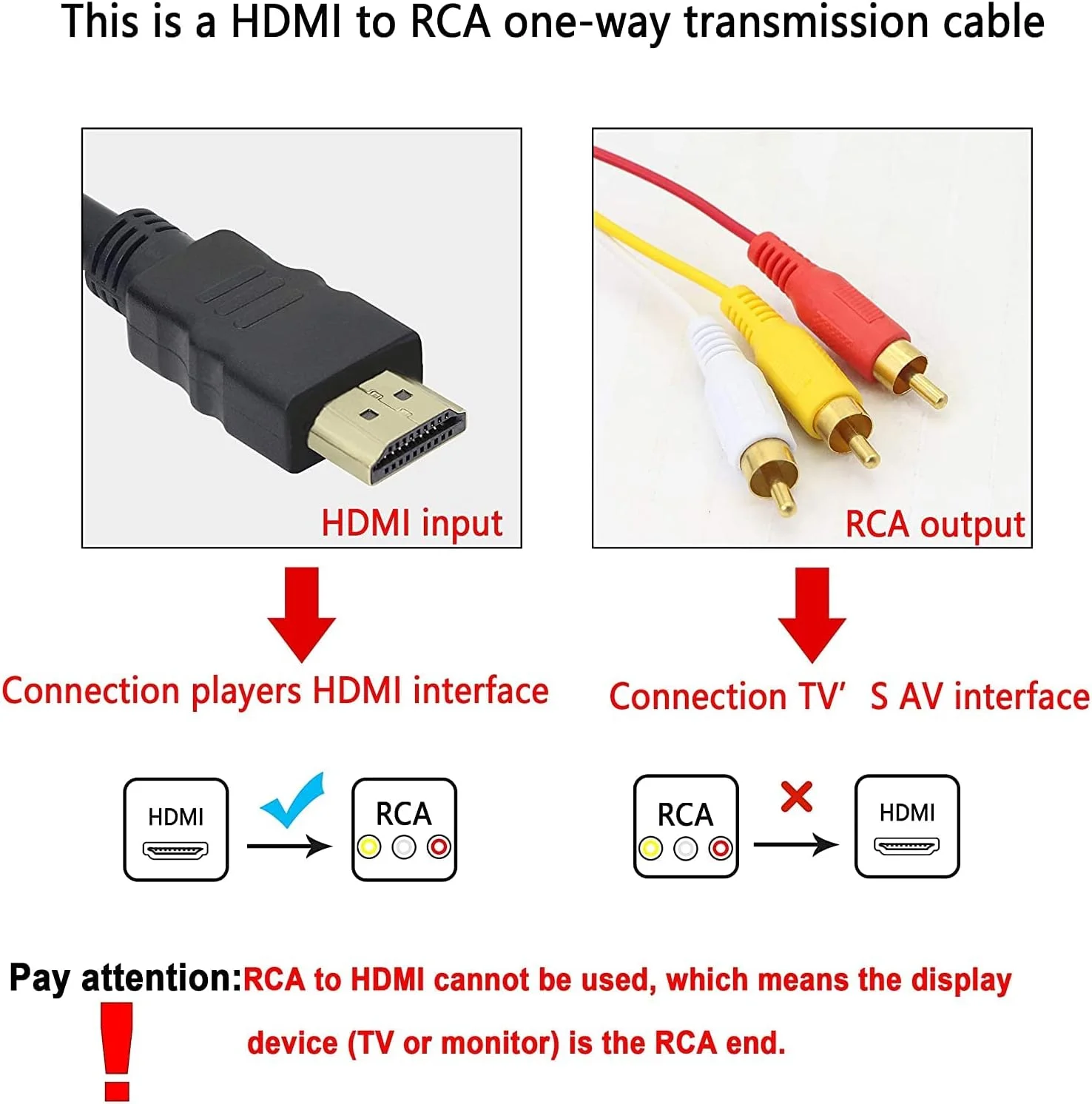 کابل تبدیل HDMI به RCA یک طرفه انتقال صدا و تصویر Ntech برای تلویزیون های HD (1.5 متر)