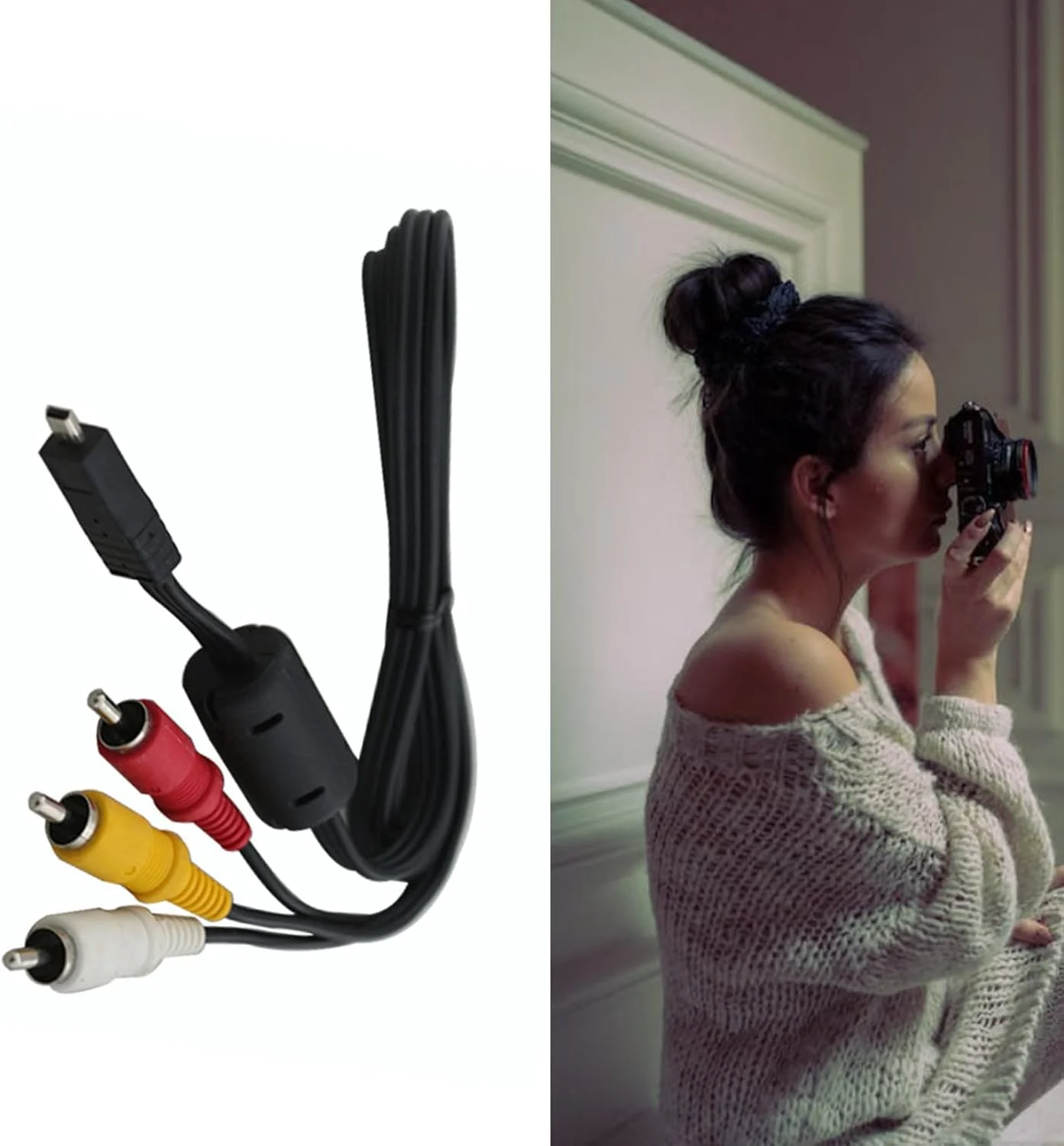 کابل صوتی و تصویری Oushengsi EG-CP16 مناسب برای دوربین های D3200, D5200, D5300, P520, D7200, D3200 V1 AV, کابل صوتی و تصویری استریو ABS دوربین SLR مدل D7100