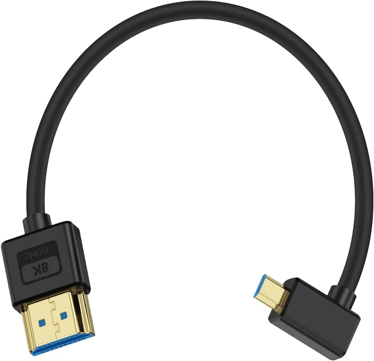 کابل میکرو HDMI به HDMI فوق العاده نازک 8K پوییکات 30 سانتی متری، کابل HDMI به میکرو HDMI کوتاه 48 گیگابیت بر ثانیه، سیلیکونی نرم و باریک با زاویه 90 درجه چپ، کابل میکرو HDMI 2.1 برای دوربین، فیلمبرداری، تبلت کابل میکرو HDMI به HDMI فوق العاده نازک 8K پوییکات 30 سانتی متری، کابل HDMI به میکرو HDMI کوتاه 48 گیگابیت بر ثانیه، سیلیکونی نرم و باریک با زاویه 90 درجه چپ، کابل میکرو HDMI 2.1 برای دوربین، فیلمبرداری، تبلت