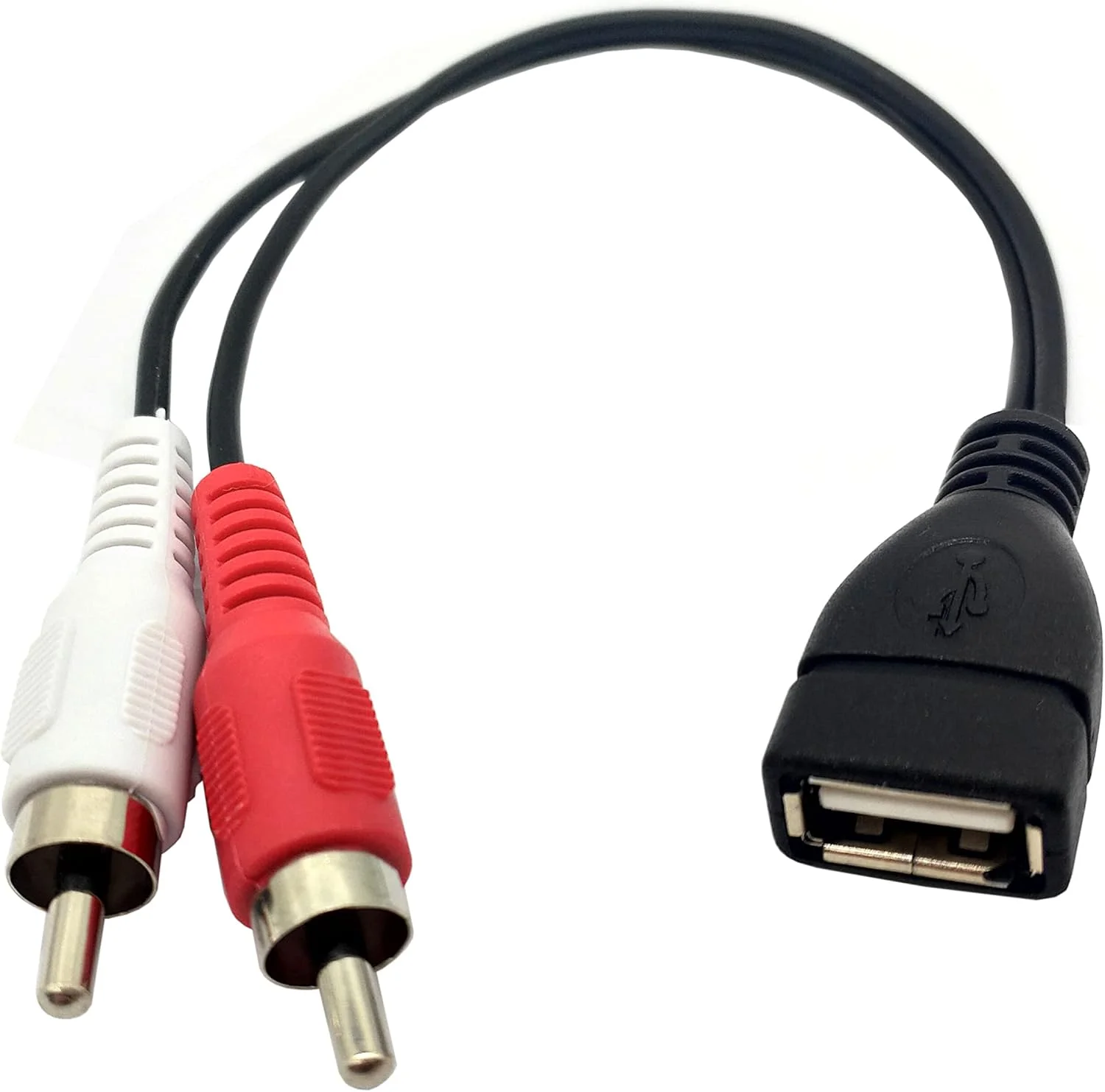 کابل تبدیل USB 2.0 A مادگی به 2 RCA نری دوتایی Y اسپلیتر صدا و تصویر AV کامپوزیت - 20 سانتی متر