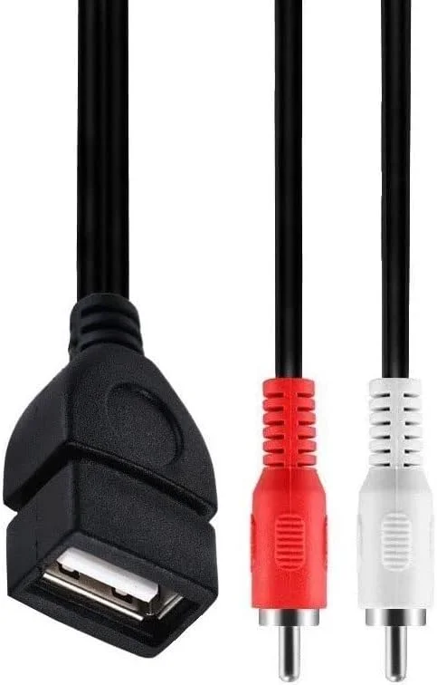 کابل تبدیل USB 2.0 A مادگی به 2 RCA نری دوتایی Y اسپلیتر صدا و تصویر AV کامپوزیت - 20 سانتی متر