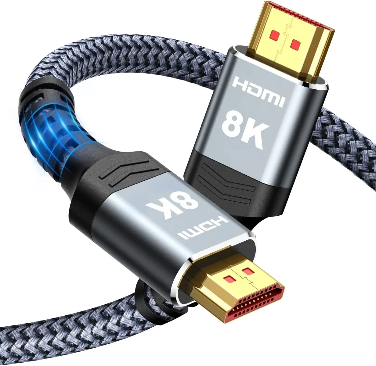 کابل HDMI هایوینگز 8K@60 2.1 بلند 35 فوت، سرعت فوق العاده 48 گیگابیت بر ثانیه، روکش نایلونی بافته شده، سازگار با 4K120 144Hz eARC HDR برای Dolby Vision، PS5 و مانیتور