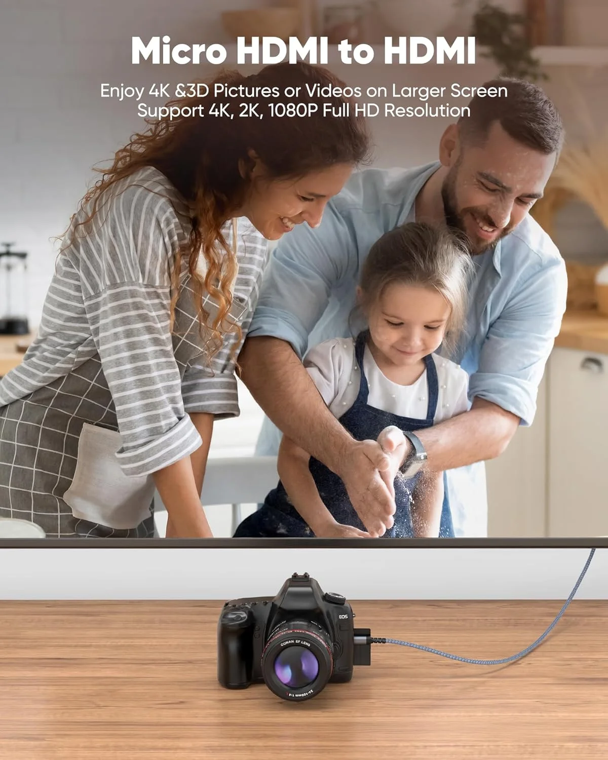 کابل میکرو HDMI به HDMI با کیفیت 4K های وینگ، طول 4.5 متر، HDR با نرخ 60 هرتز، سازگار با دوربین DSLR، رزبری پای، GoPro Hero برای اتصال به تلویزیون، لپ تاپ، کامپیوتر، مانیتور، برای ویدیو، صدا، تصویر و استریم