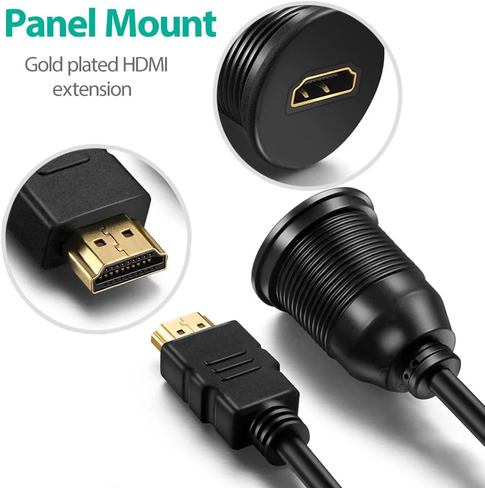 کابل پنل HDMI با نصب همسطح - 1 متر، کابل افزایش طول HDMI برای نصب روی داشبورد خودرو، قایق و موتورسیکلت