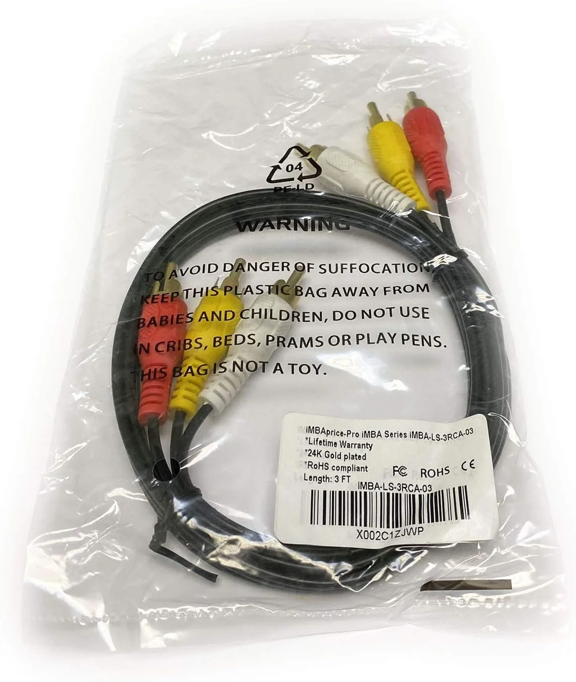 کابل صوتی/تصویری RCA با روکش طلا iMBAPrice طول 3 فوت