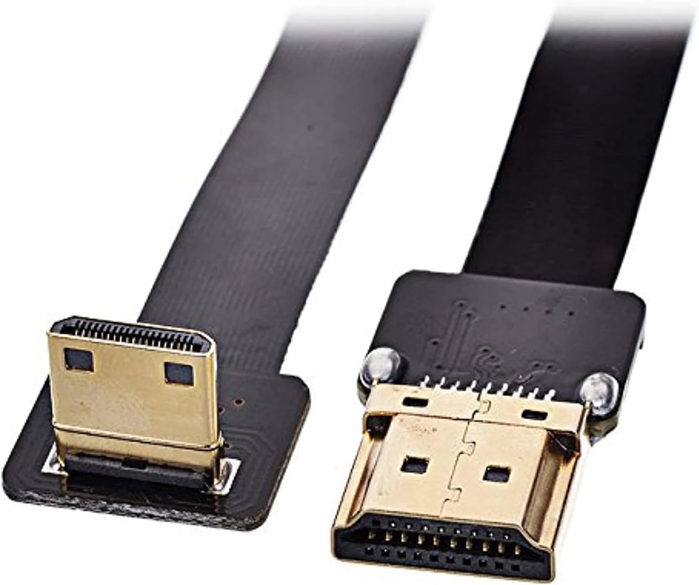 کابل فلت مینی HDMI نر به HDMI نر FPC با زاویه 90 درجه پایین، طول 50 سانتی متر، مناسب برای تصویربرداری هوایی